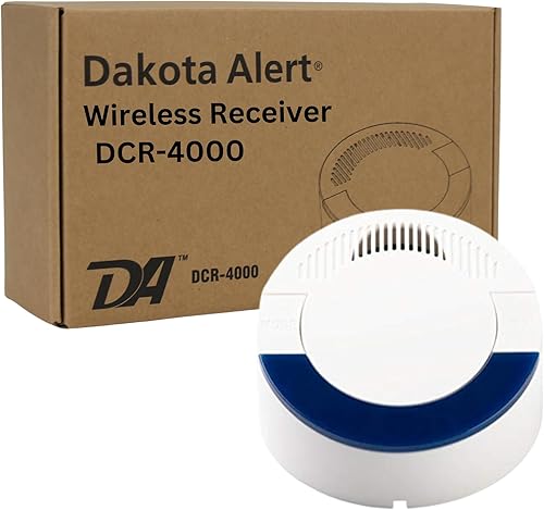Dakota Alert Receptor inalámbrico DCR-4000 de hasta 1 milla de alcance de operación, compatible con todos los sensores Dakota Alert 4000 Series
