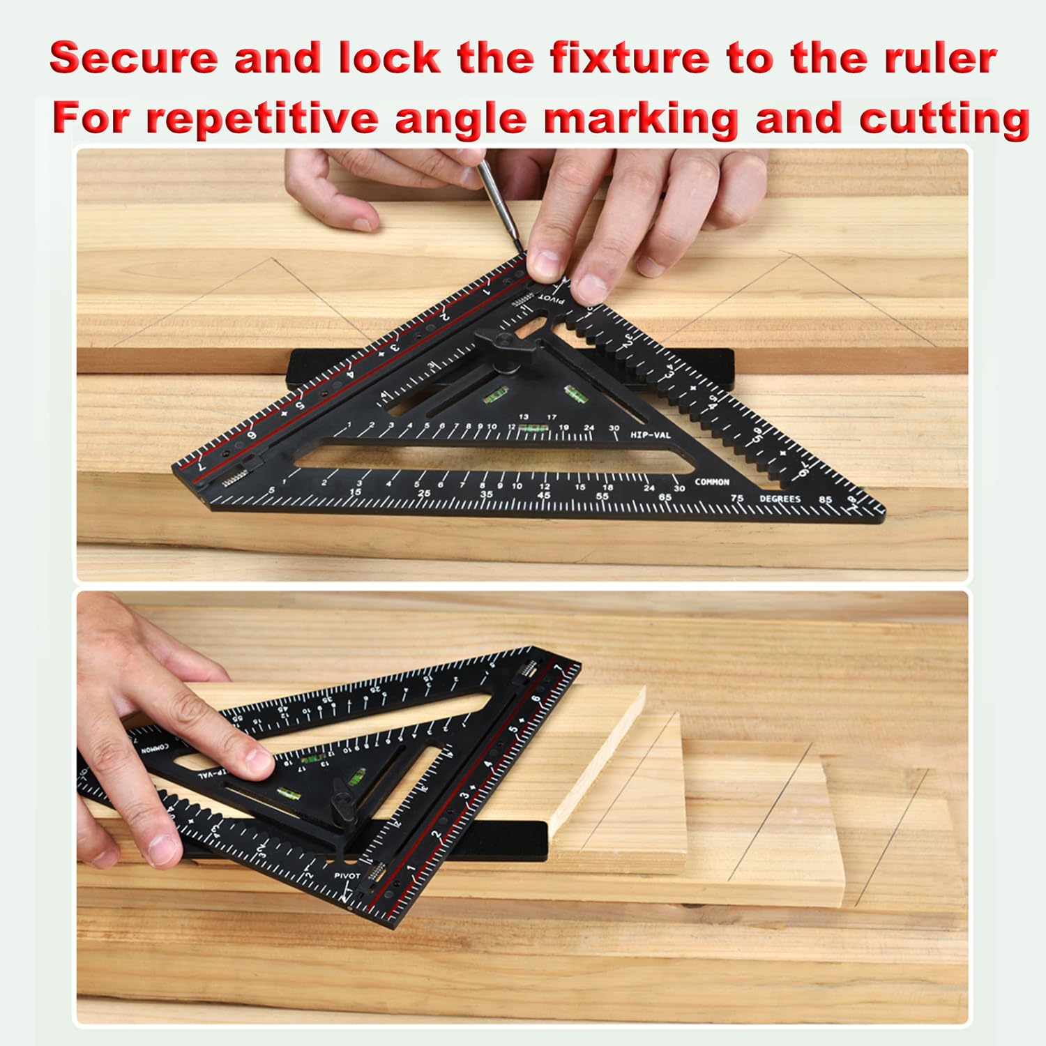 Foldable Carpenter Square 7 inch Angle T-Ruler Multi-Purpose Carpenter Tools, Rafter Square, Protractor, Ruler, Marking Gauge, Drill Gauge, Include Woodworking Pencil (Black-no jig)