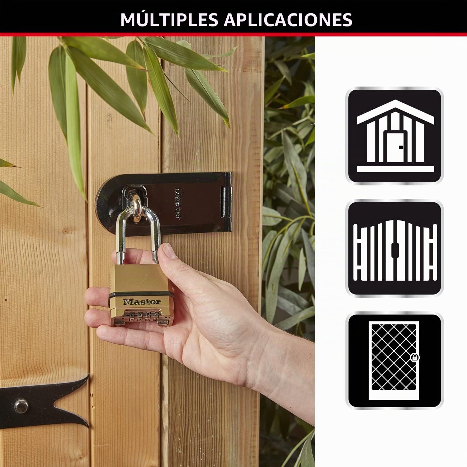 Master Lock M175EURDLF Candado Alta Seguridad, Combinacion, Zinc, Exterior, Arco Medium, Adecuado para Portales, Garages, Sótanos