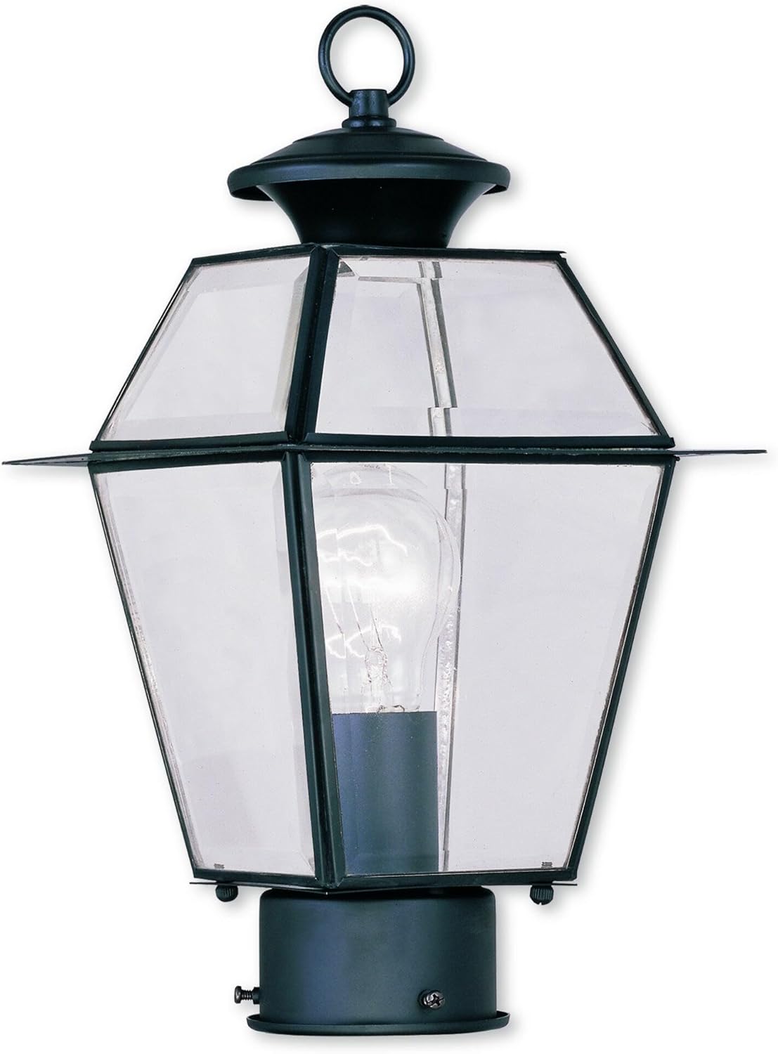 Livex Lighting 2182-04 Westover 1-Light Outdoor Post Head, Black, 14.00x7.50x7.50