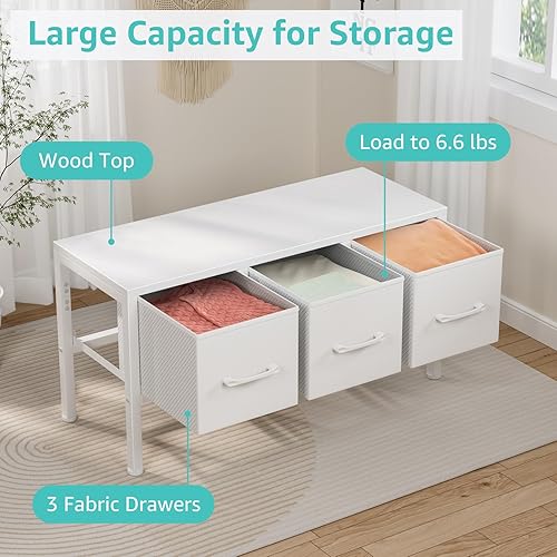 Miniatura 4 de BOLUO Almacenamiento de armario con 3 cajones de tela, pequeño tocador blanco para armario, organizador de suelo, dormitorio