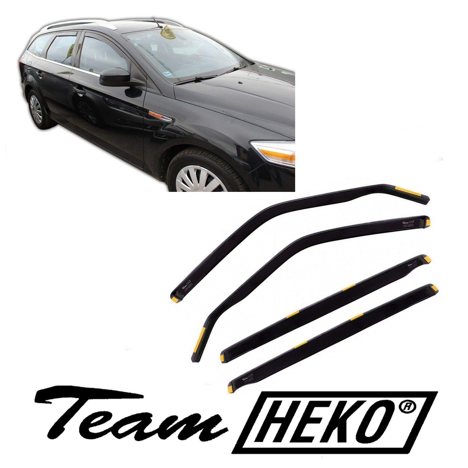 J&J AUTOMOTIVE Windabweiser passend für Ford Mondeo 2007-2015 4tlg, Heko Regenabweiser Vorne Hinten Getönt Dunkel Passform