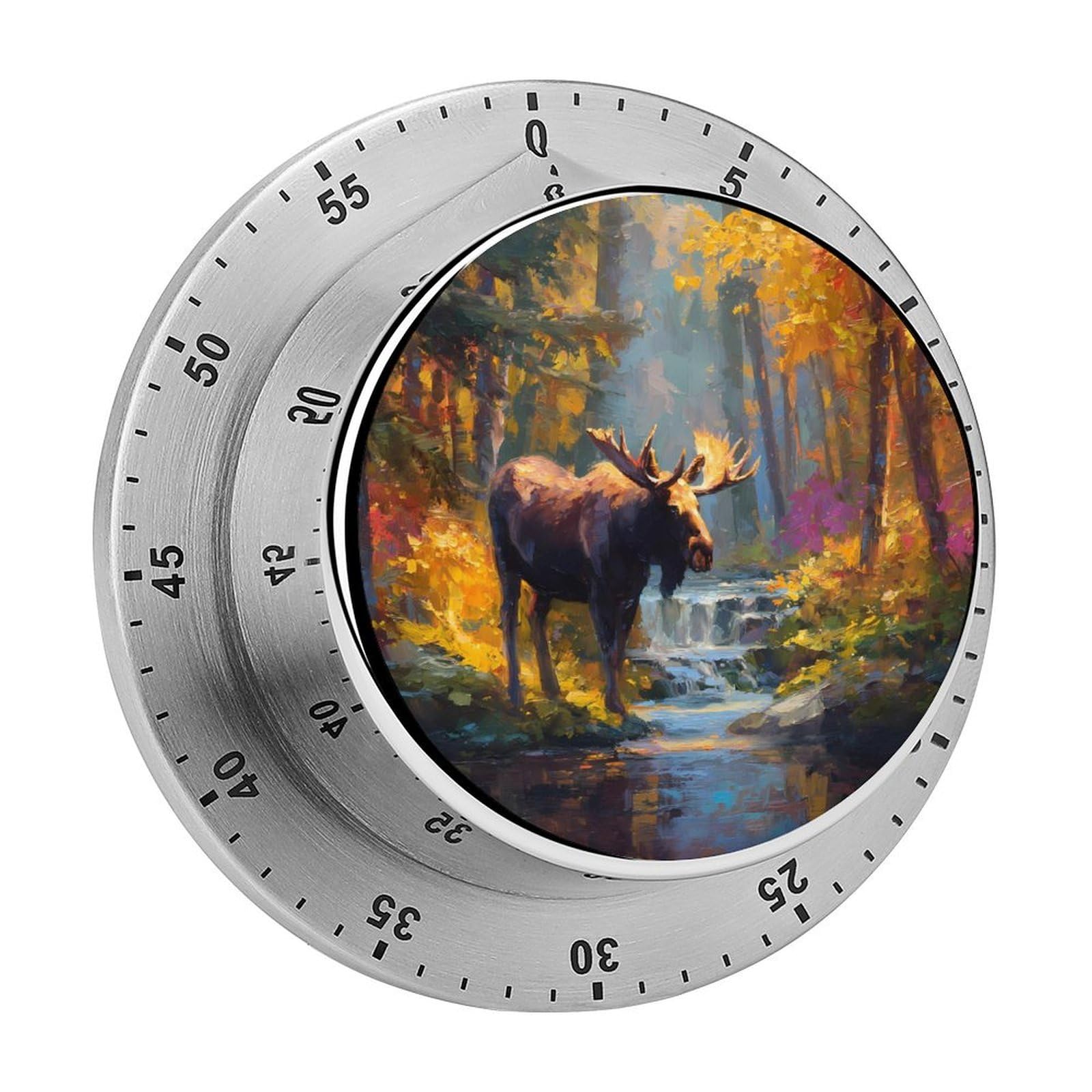 Moose s Autumn Stream Mechanical Timer with Alarm for Kitchen Cooking Productivity Stainless Steel Timers