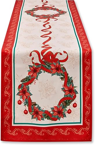 Miniatura 8 de YiHomer Mantel de Navidad de tela estampada con cinta de pascua, sin arrugas, para vacaciones de invierno, 52 x 52 pulgadas, cuadrado