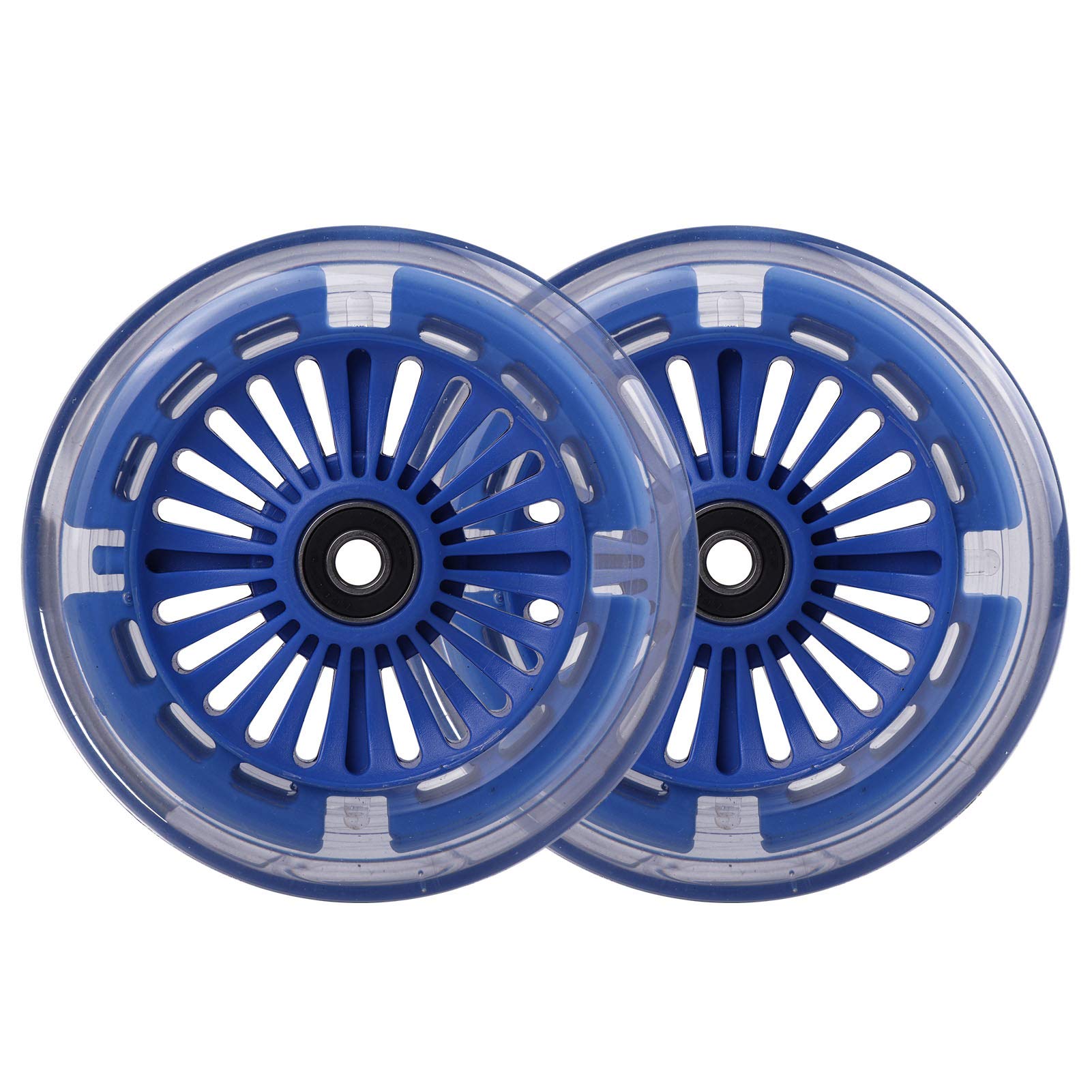 Ruedas de repuesto para patinete con luz LED de 120 mm y 80 mm, blanco intermitente, compatible con Micro Mini, Maxi Deluxe, Globber de 3 ruedas para niños, juego de 4 (azul marino)