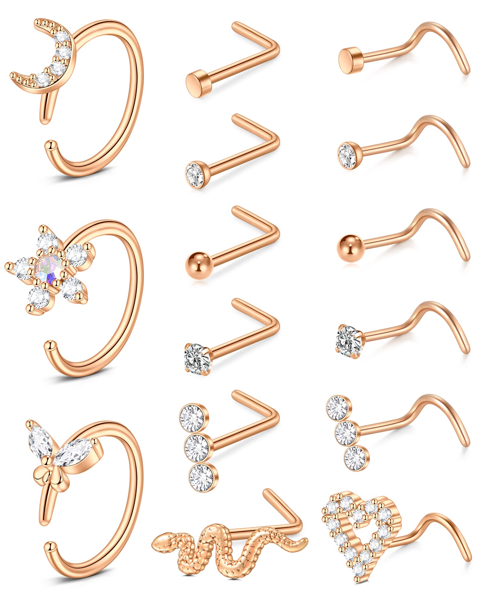 Mayhoop 18G Piercing Nariz Anillos Piercing de Nariz para Acero quirúrgico Piercing de Nariz Piercing de fosa Nasal Joyas para Hombres y Mujeres