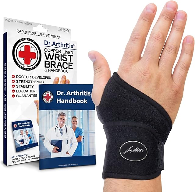 Doctor Developed Wrist supports / Wrist brace - Relief for carpal tunnel, wrist injuries, wrist support for arthritis, hand support, hand & wrist braces, wrist strap and Doctor Handbook (Single)