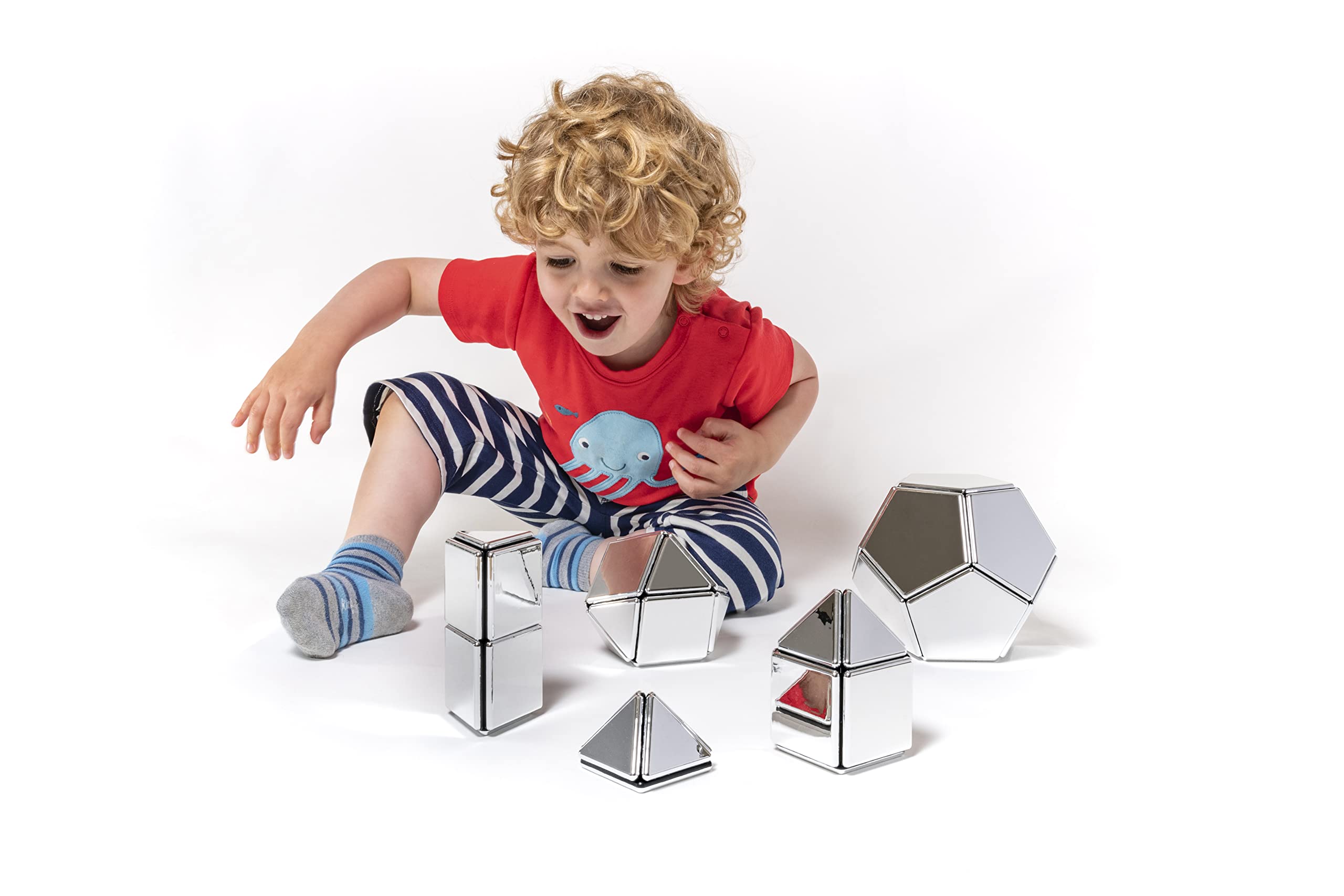 Mirrored Magnetic Polydron - Early Years Educational Construction Learning Shape Toy - 48 Pieces - 3 Years +