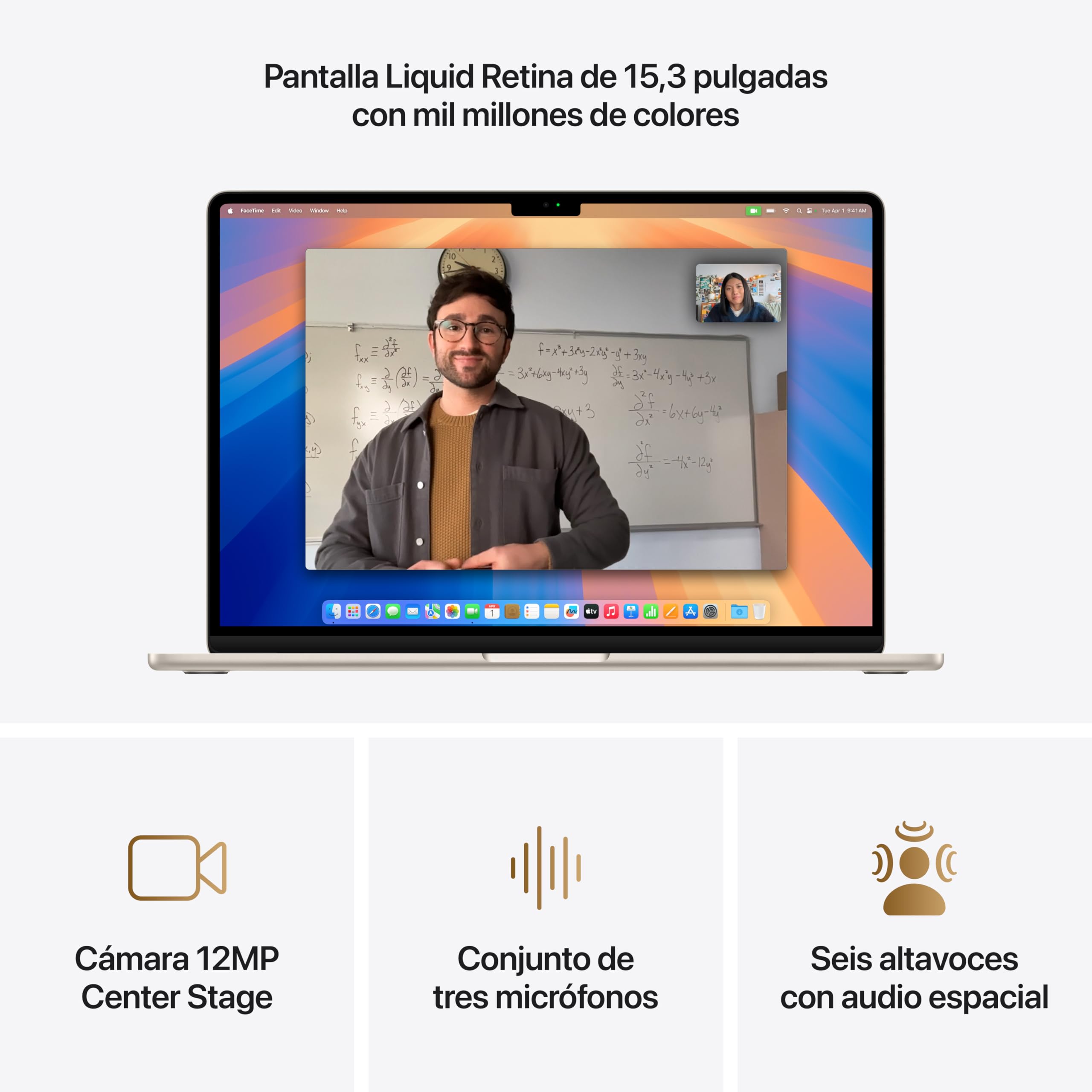 Apple 2025 MacBook Air de 15 pulgadas con chip M4: diseñado para Apple Intelligence, pantalla Liquid Retina de 15,3 pulgadas, 16 GB de memoria unificada, 512 GB SSD, teclado portugués; Blanco estrella