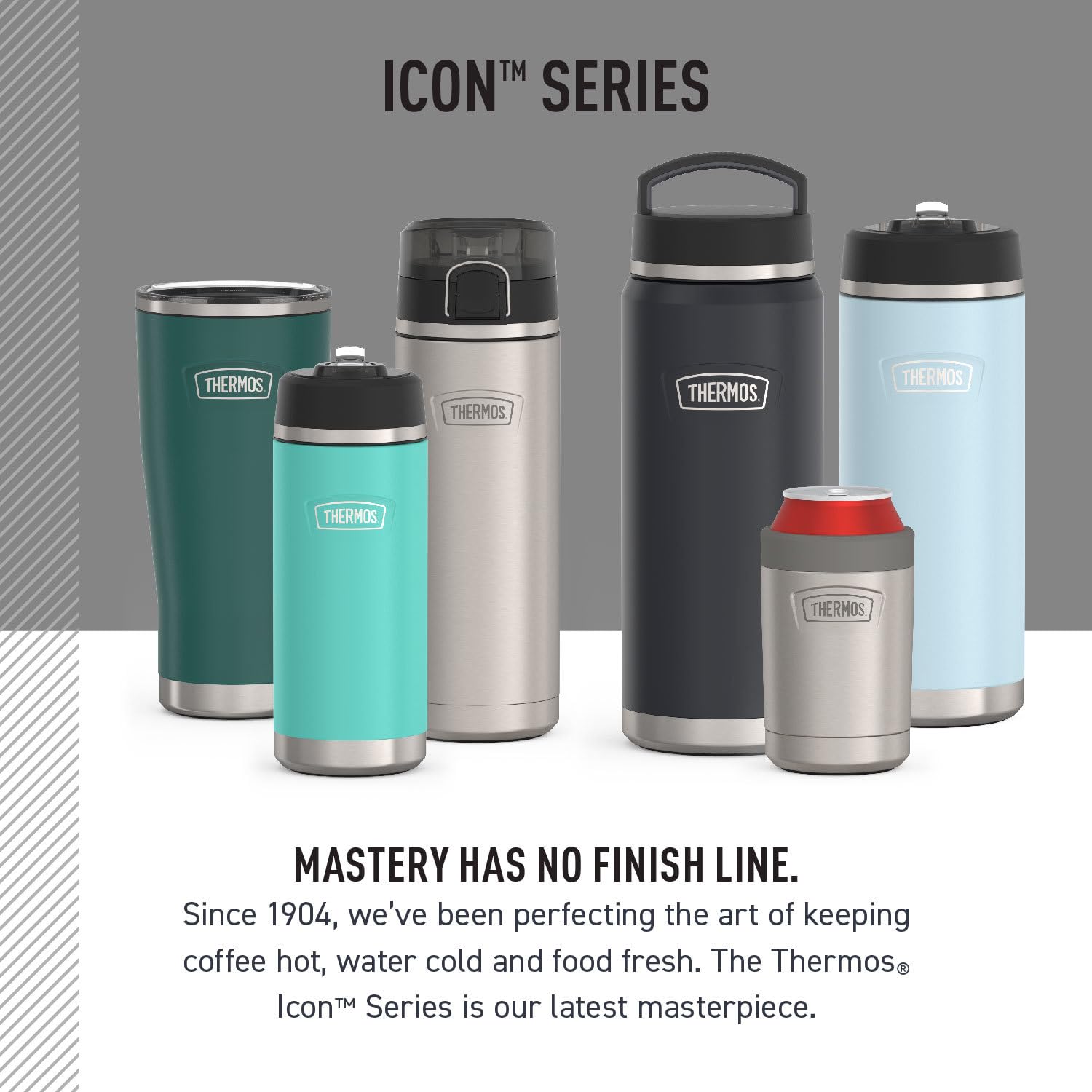 THERMOS Icon Series Edelstahlbecher mit Schiebeverschluss, 530 ml, matter Edelstahl