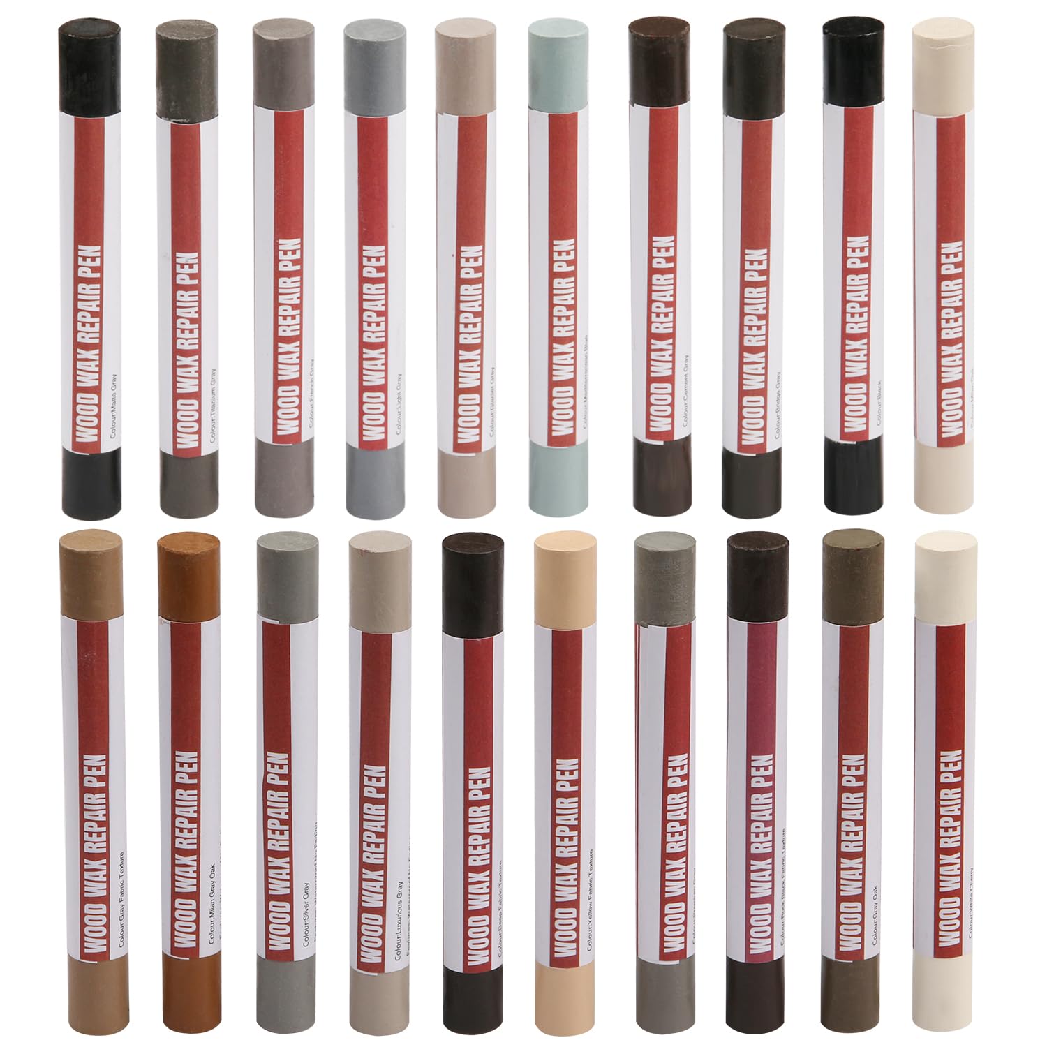 Uxney Wood Filler Sticks，20 Colors Wood Repair Wax Crayons Furniture Markers Touch up for Repairing Scratches, Scuffs, Cracks, Dings and Holes in Wood