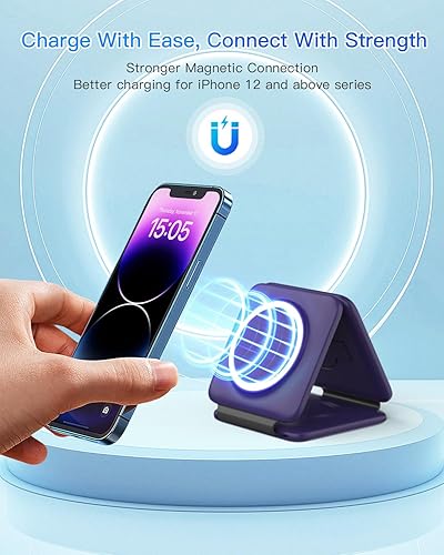 Miniatura 7 de Charging Station for Mag Safe Apple - 3 in 1 Magnetic Foldable Wireless Charger Pad - Travel Charging Mat for iPhone 16 15 14 13 12 Pro Max Plus