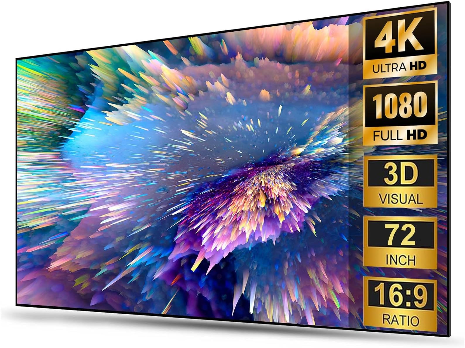 72/80/84 inch Projector Screen, Wall Mount 4K Ultra HD Fixed Frame 16:9 Movie Screen for Long Throw, Ultra Short Throw Projectors(72in)