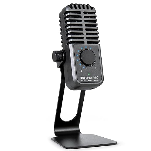 IK Multimedia iRig Stream Mic Pro Microphone with Integrated Audio Interface for iPhone, iPad, Android, USB Computer, perfect for Podcast, Singing, Recording and Gaming