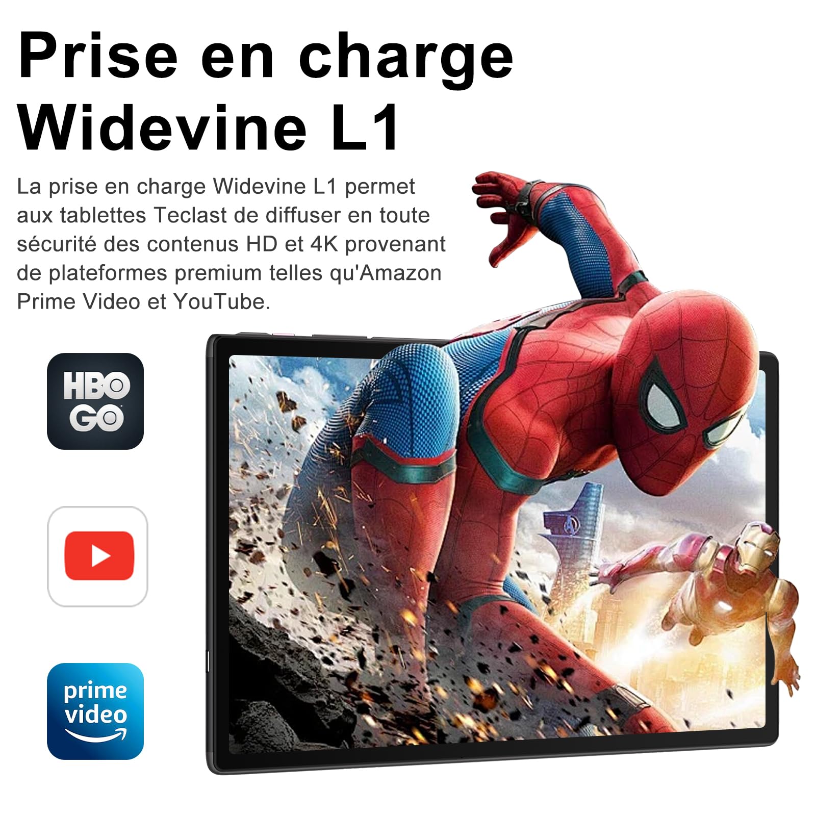 2026 Tablette Android 15 30Go RAM+128Go ROM + TF 2To 10 Pouces,Gemini AI,Octo-Core, 8000mAh,GPS,Corps intégré en métal, 5MP+8MP, WiFi 5G& BT 5.0, Widevine L1 Tablet Avec Clavier et Souris - Noir