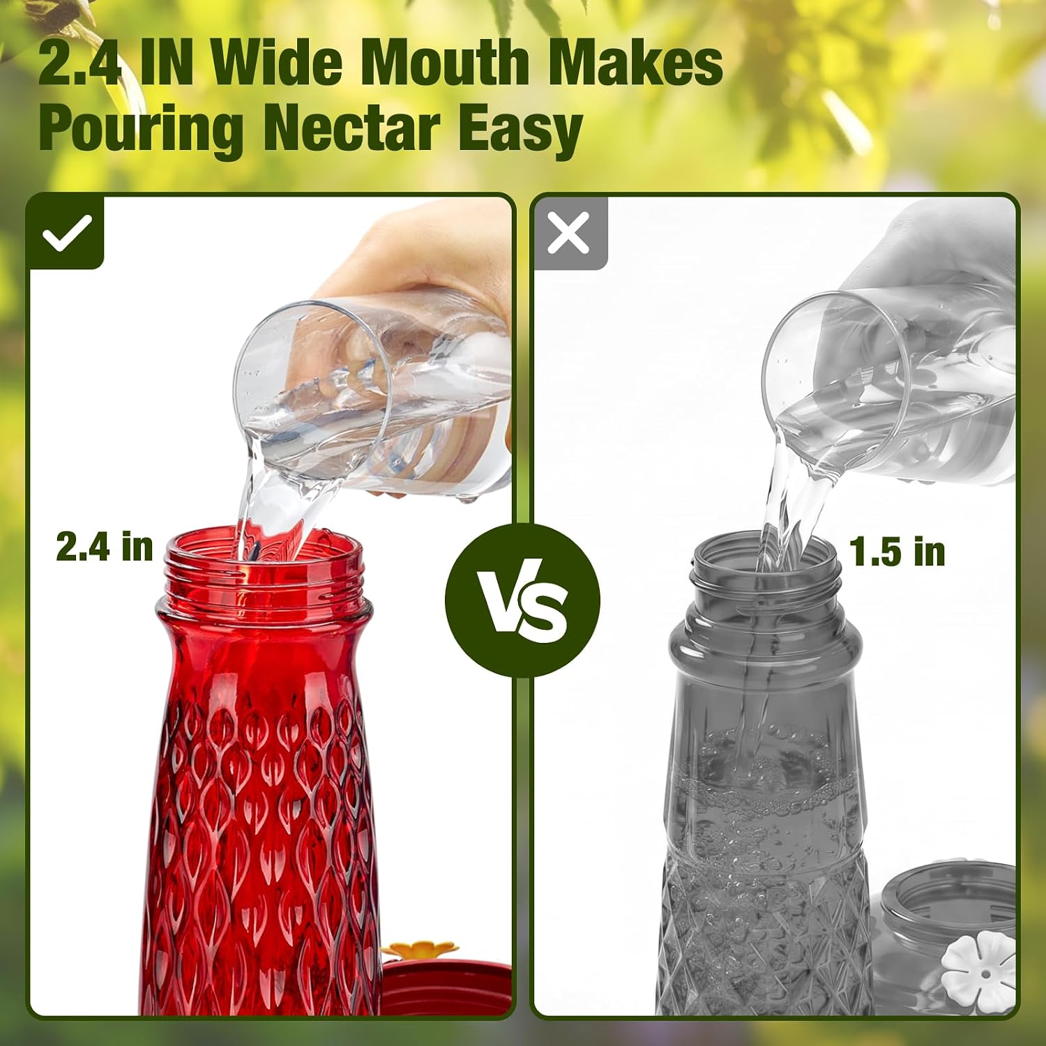Kingsyard Glass Hummingbird Feeder for Outdoors with Ant Moat