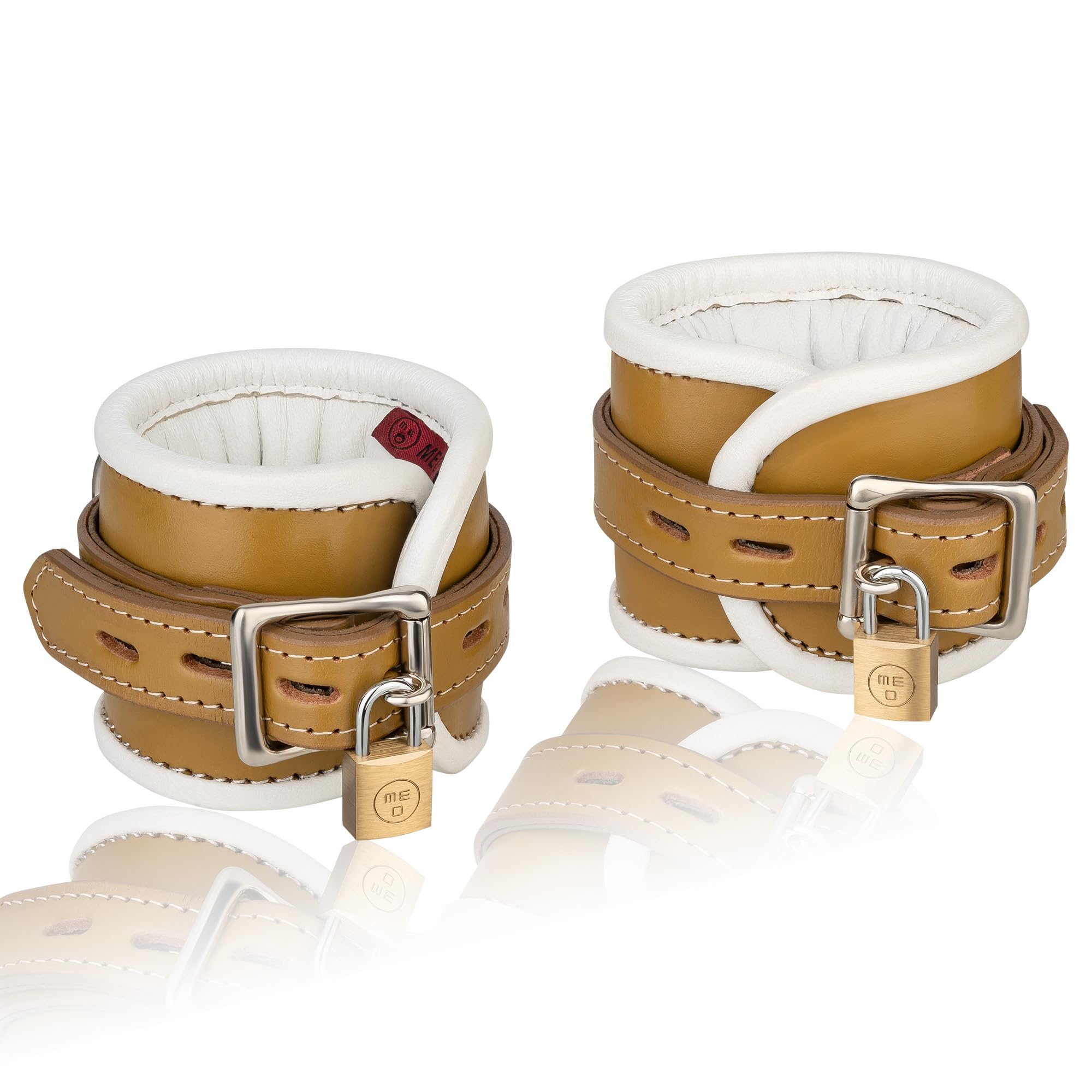 Handfesseln aus Leder, abschließbar und gepolstert - Hospital Style Kollektion