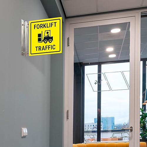 Miniatura 2 de Cartelera de proyección de tráfico para carretilla elevadora, doble cara, 6x6 pulgadas, ACM, con accesorio de níquel cepillado, fabricado en EE. UU