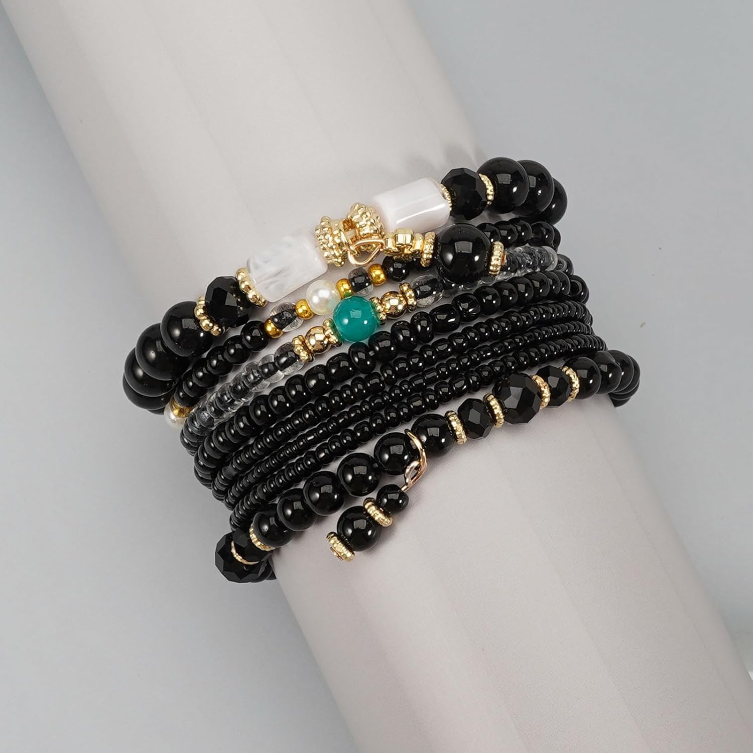 Bohemian Stackable Colorful Crystal Beads Bracelets Handmade Multilayered Elastic Beaded Stretch Bracelet for Women Summer Statement Boho Jewelry - Image 3