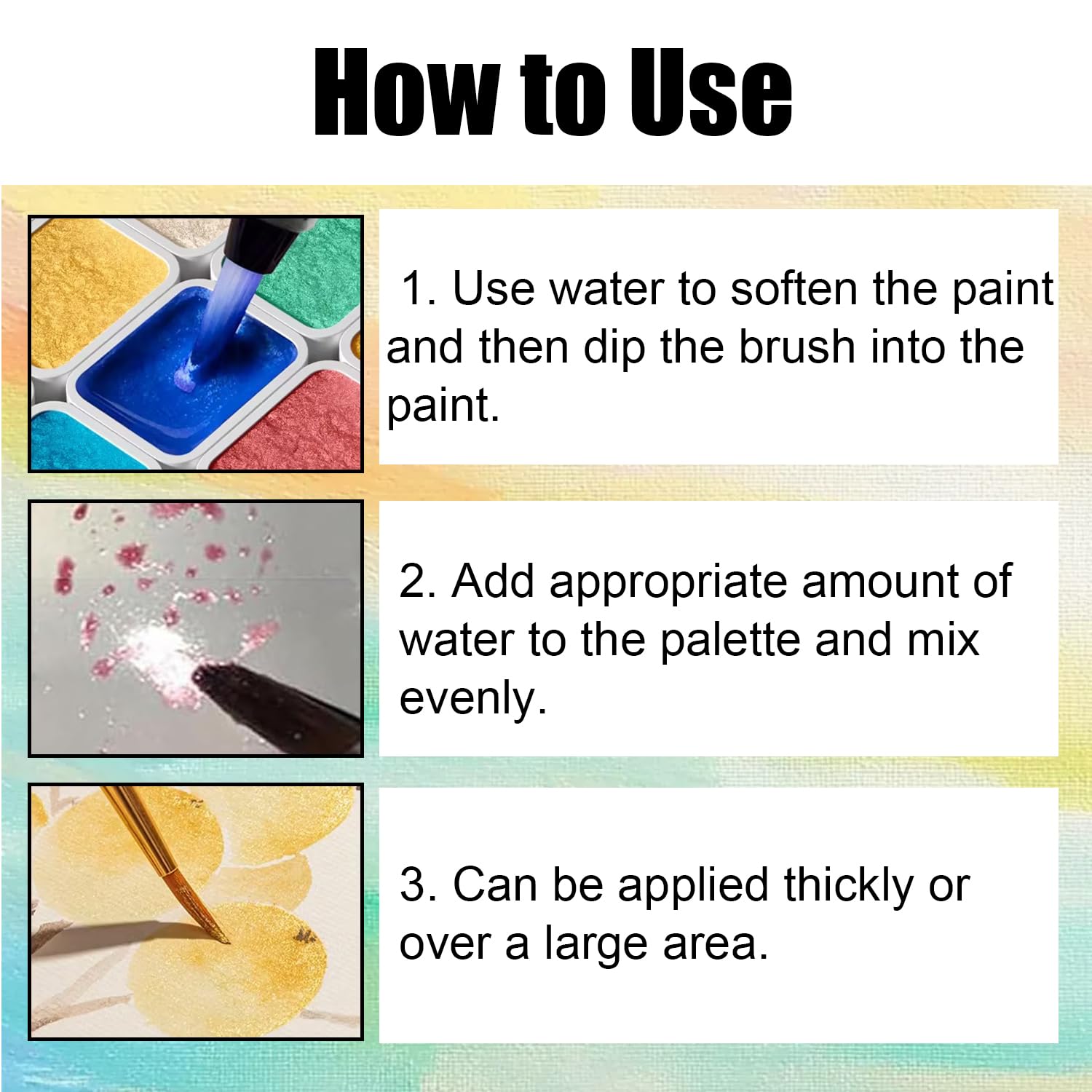 Onperpoe Set di 40 colori ad acquerello metallizzati luccicanti, set di pittura ad acquerello perlescente, scatola di pittura con glitter per artisti e amanti della pittura