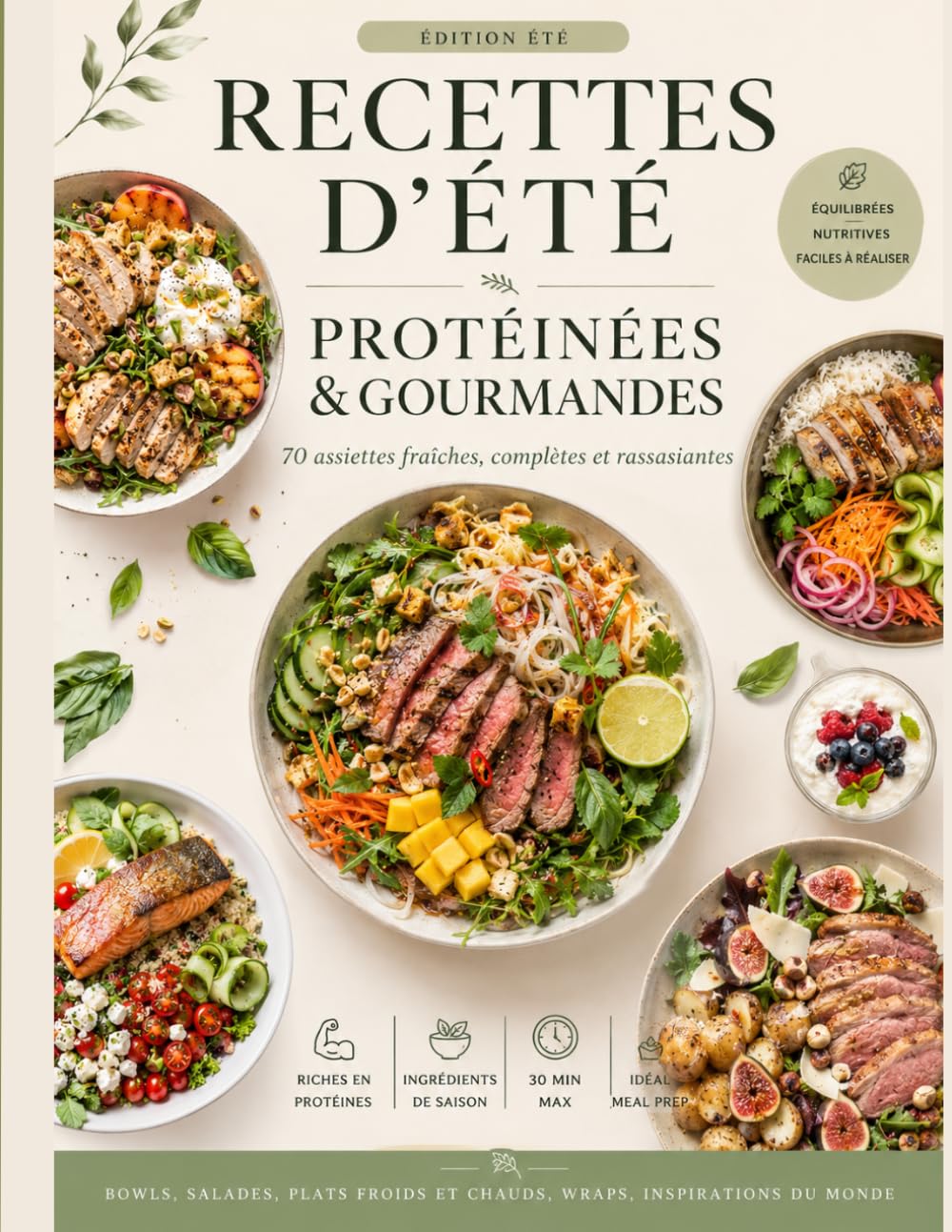 Recettes d’été protéinées & gourmandes: 70 assiettes fraîches, complètes et rassasiantes : salades, bowls, plats froids, wraps et inspirations du monde