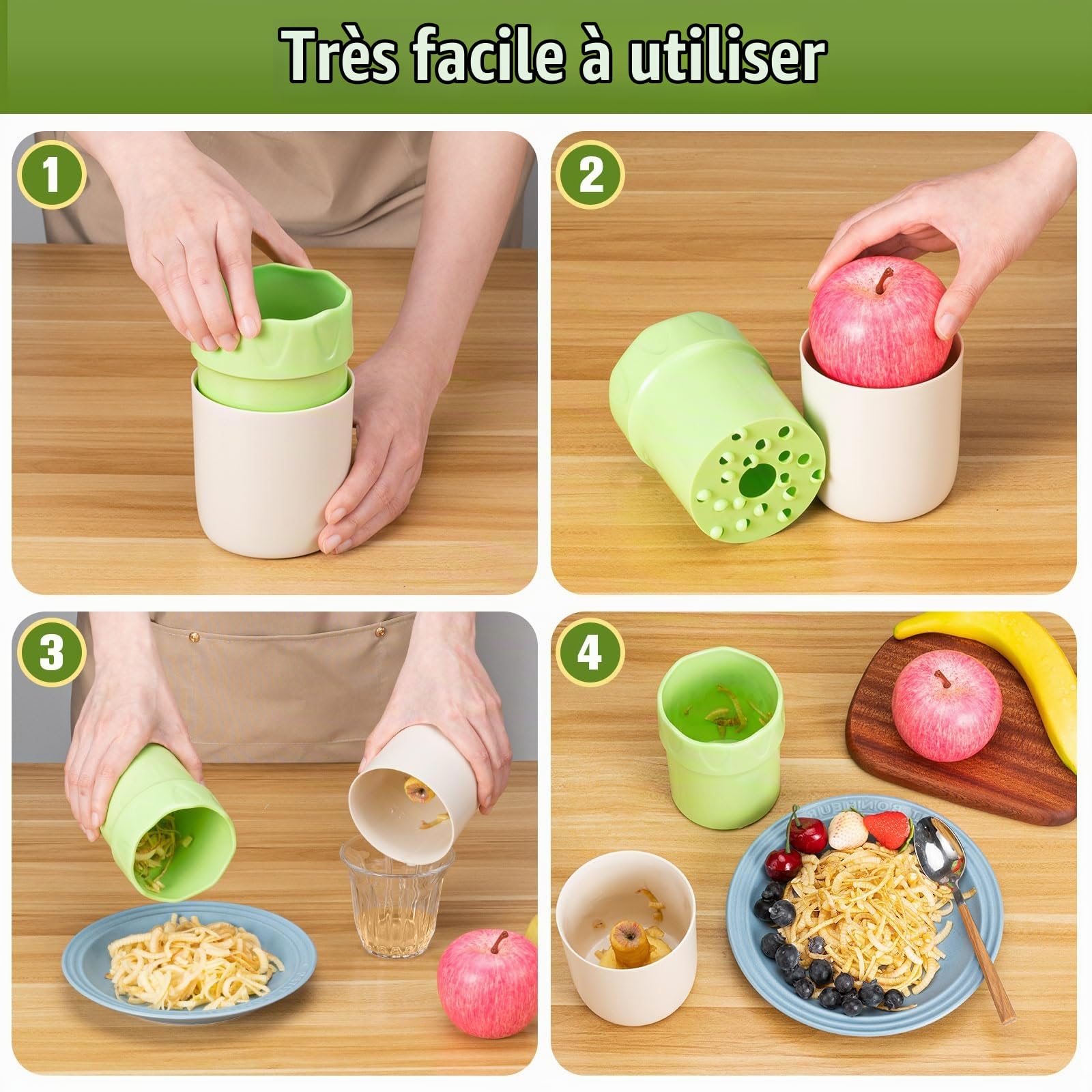 MumdoYAL Râpe à pommes manuelle rotative, facile à nettoyer, légère, outil de cuisine multifonctionnel, pour légumes et autres fruits ustensiles de cuisine