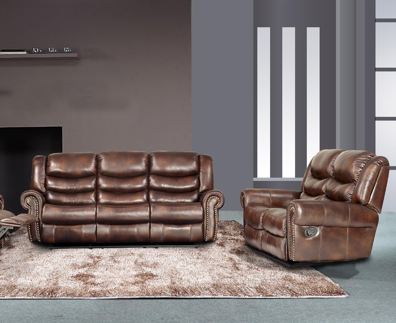 Wilmington 2pc Bonded Leather Sofa & Loveseat & Chair Set