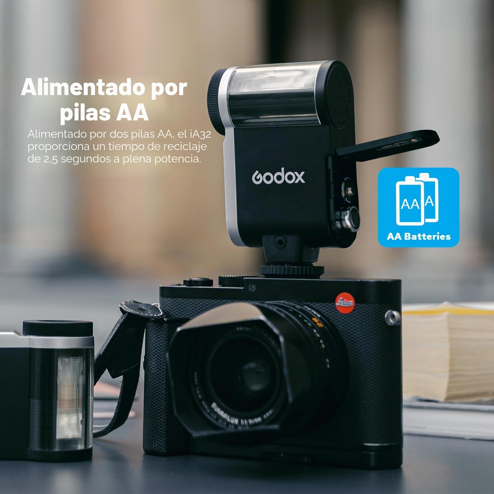 Godox iA32 Mini Flash de Cámara,8 Niveles de Potencia (1/128~1/1)
