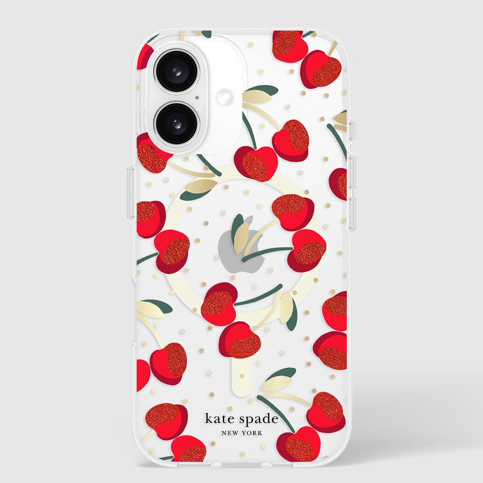 Kate Spade New York Etui na iPhone'a 16 – kompatybilne z MagSafe – designerskie etui na telefon – klejnoty Cherry Dot