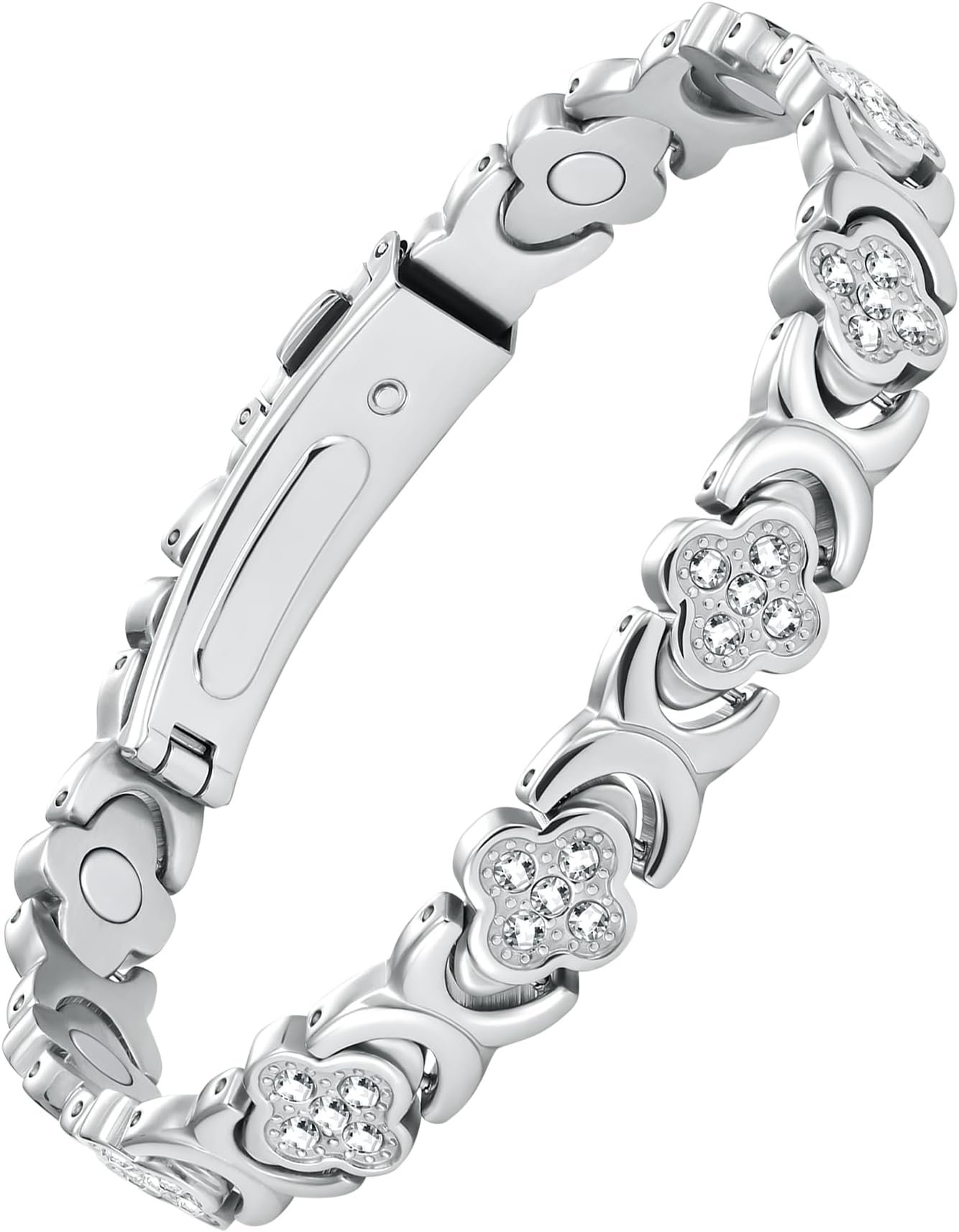 JecanoriEffective Magnetic Bracelets for Women, Ultra Strength 3500 Gauss Magnet Bracelet for Women, Titanium Steel Magnetic Heart Bracelet with Sizing Tool