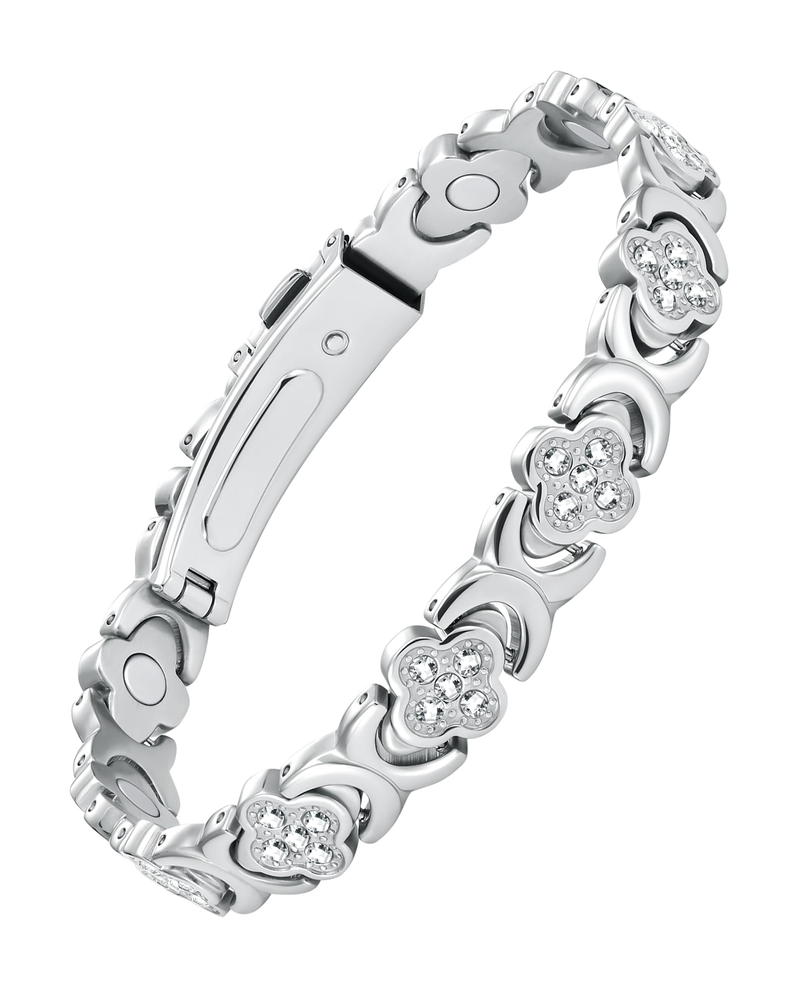 JecanoriEffective Magnetic Bracelets for Women, Ultra Strength 3500 Gauss Magnet Bracelet for Women, Titanium Steel Magnetic Heart Bracelet with Sizing Tool