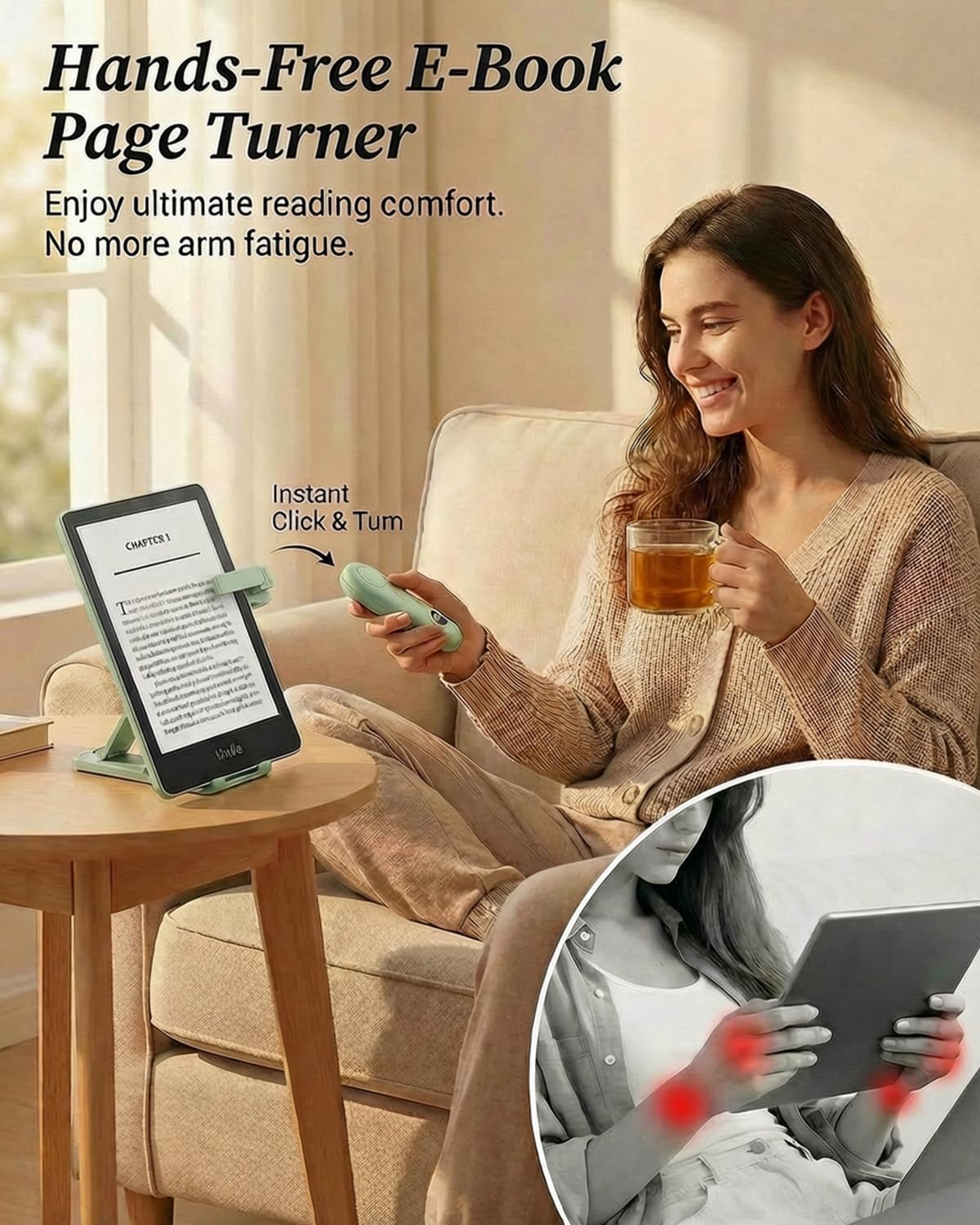 Control remoto RF para lectores electrónicos Kindle Paperwhite Oasis Kobo, accesorios Kindle para iPad, tabletas, teléfono, lectura, novelas, tomar fotos, Kindle Clicker con pantalla de alimentación