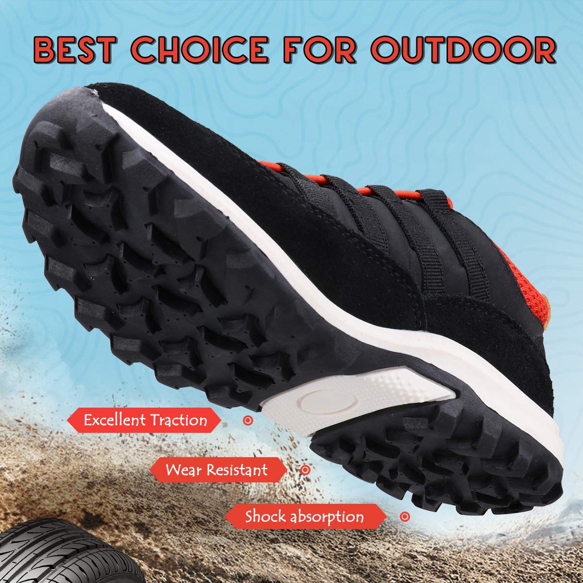 UOVO Boys Shoes Boys Sneakers Boys Hiking Tennis Running Shoes Kids Waterproof Athletic Outdoor Sneakers Non-Slip Comfortable(Little/Big Boys)