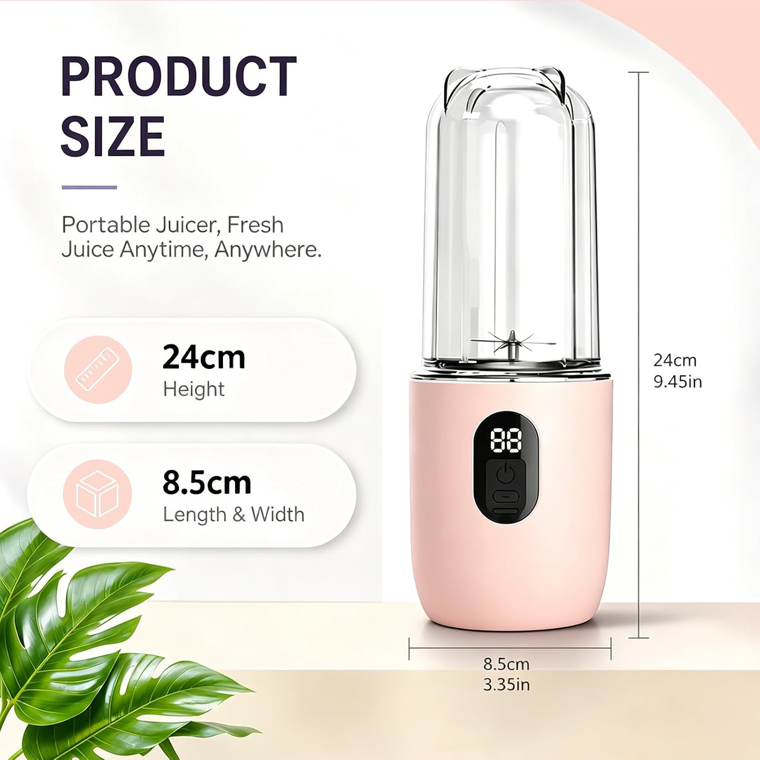 Portable Blender, Rechargeable Smoothie Blender with One‑Touch Button