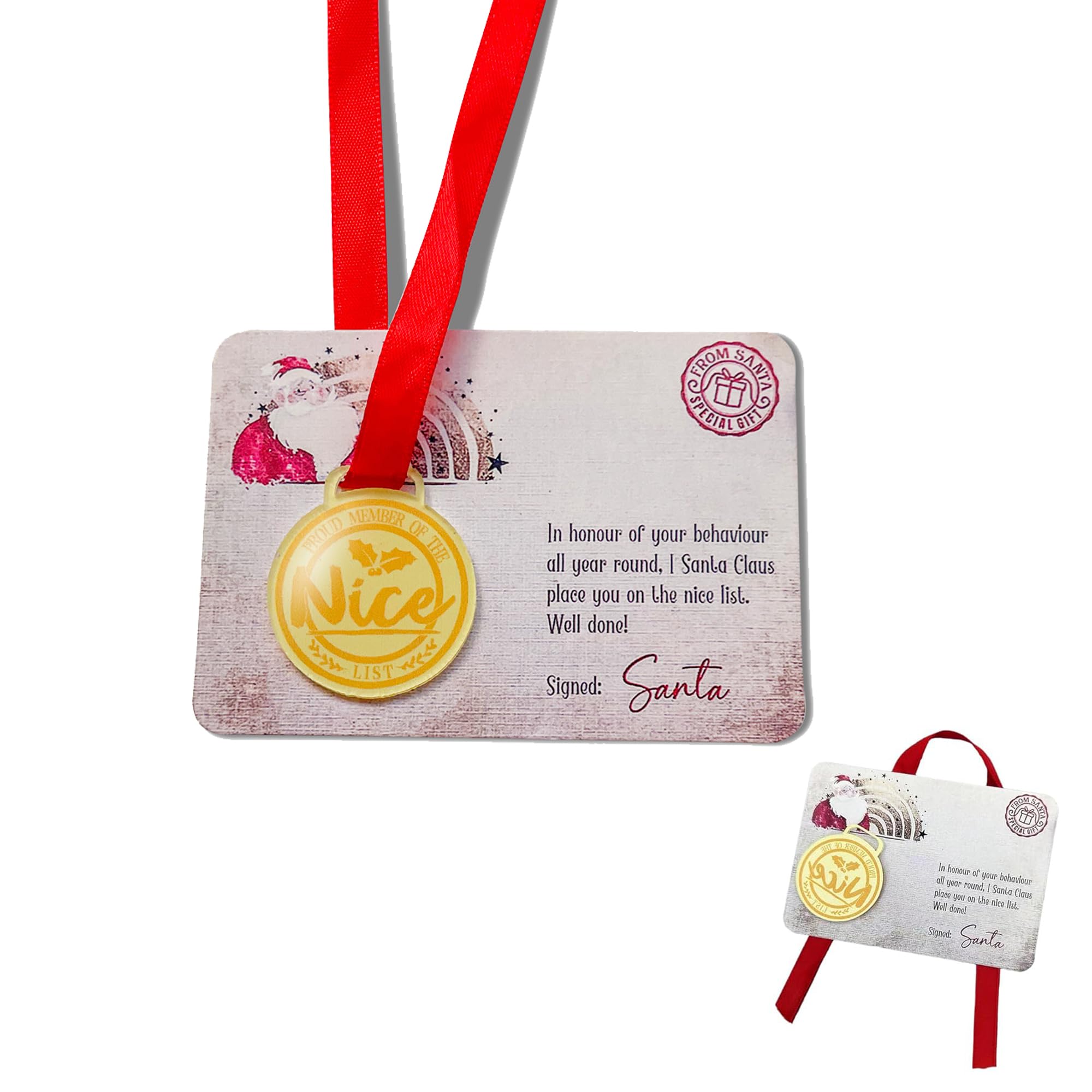 Christmas Cards List Christmas Eve Nice List Medal Greeting Nativity Medal Greeting Card Santa's Cards with Envelope Letter from Santa