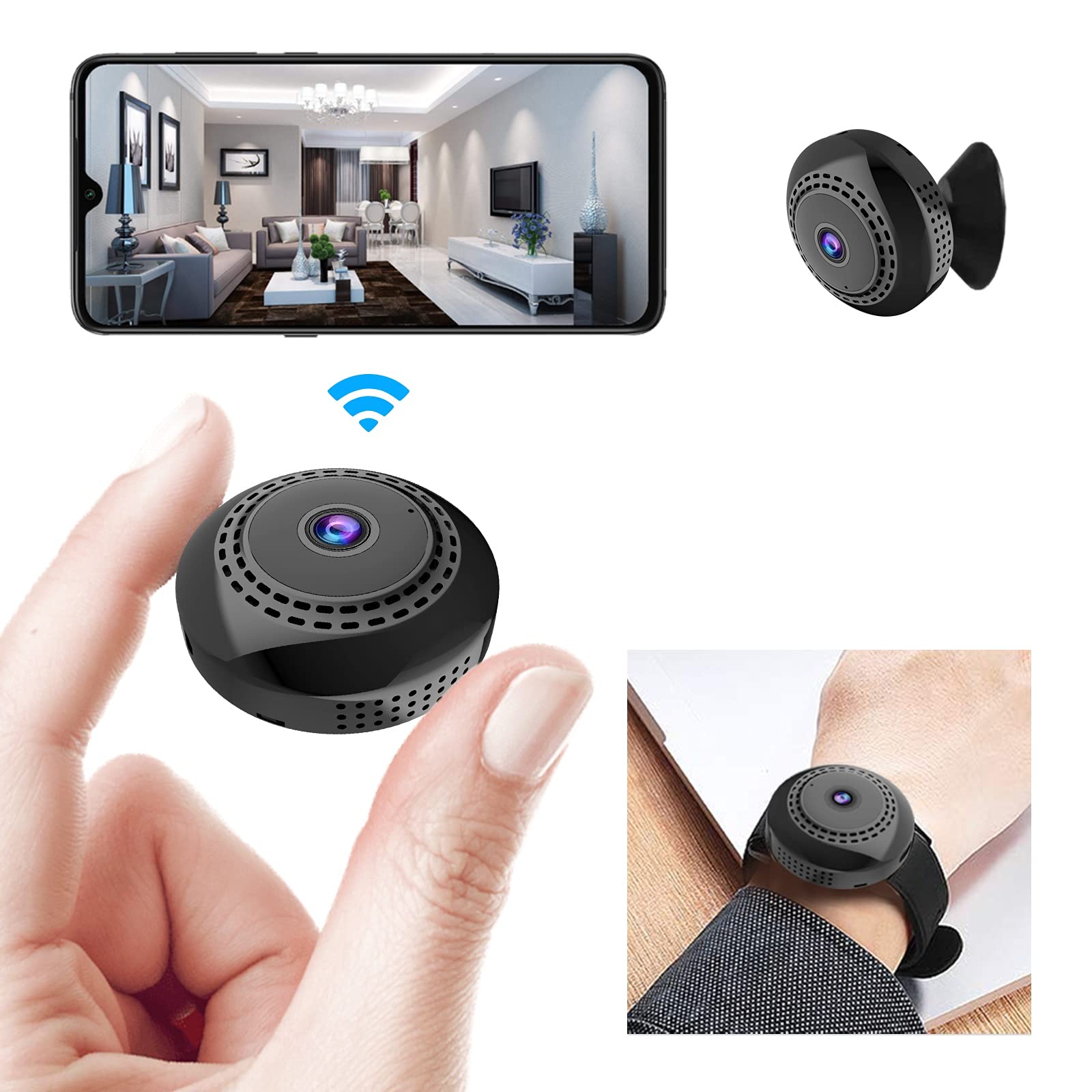 Buy Mini WiFi Camera 1080P, Wireless Hidden Cam Audio and Video Live Feed, Home Security Nanny