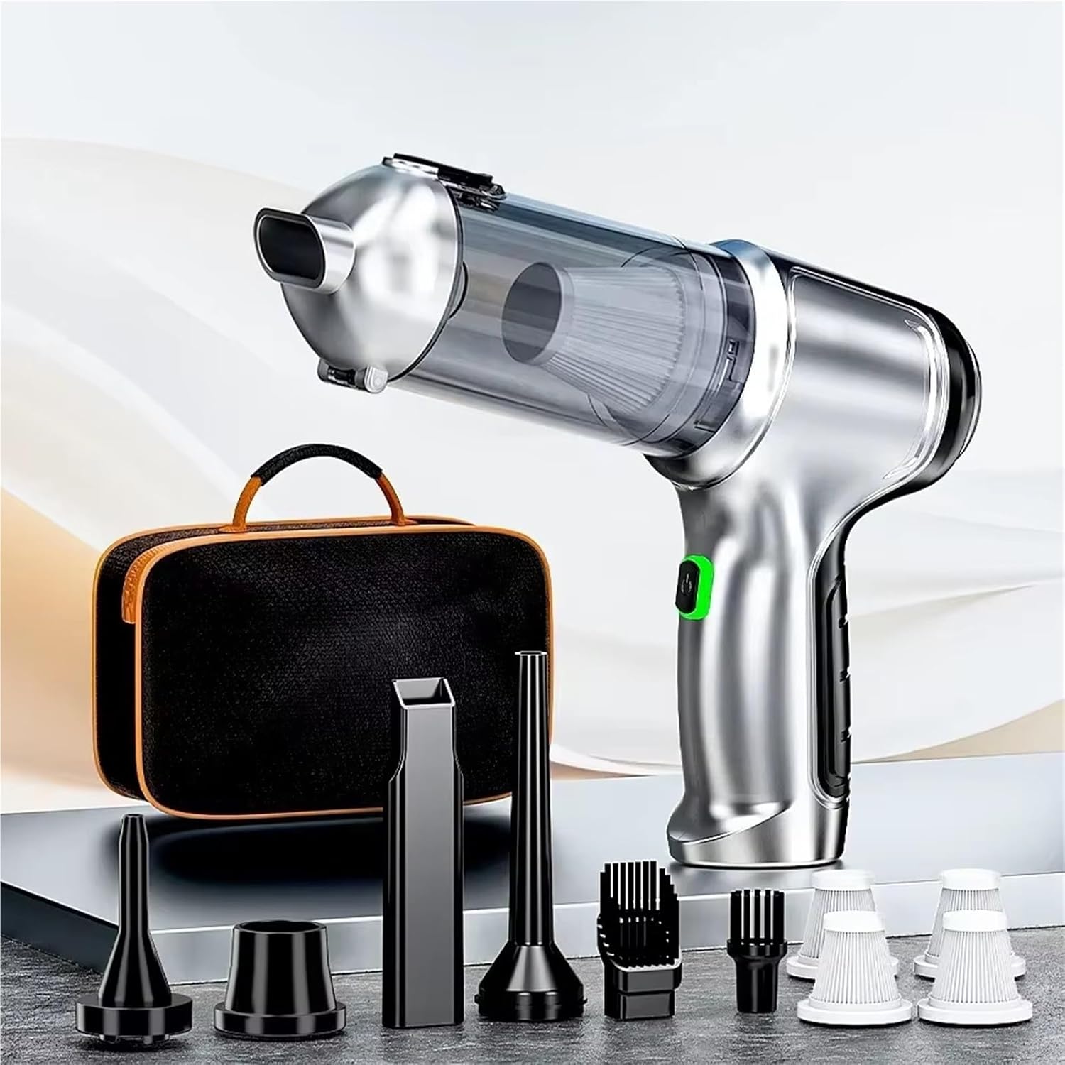 Aspirador de Pó Portátil Sem Fio 638000Pa - Mini Aspirador de Carro e Casa com Potente Soprador e Acessório PRO Easy 4hapa Bag