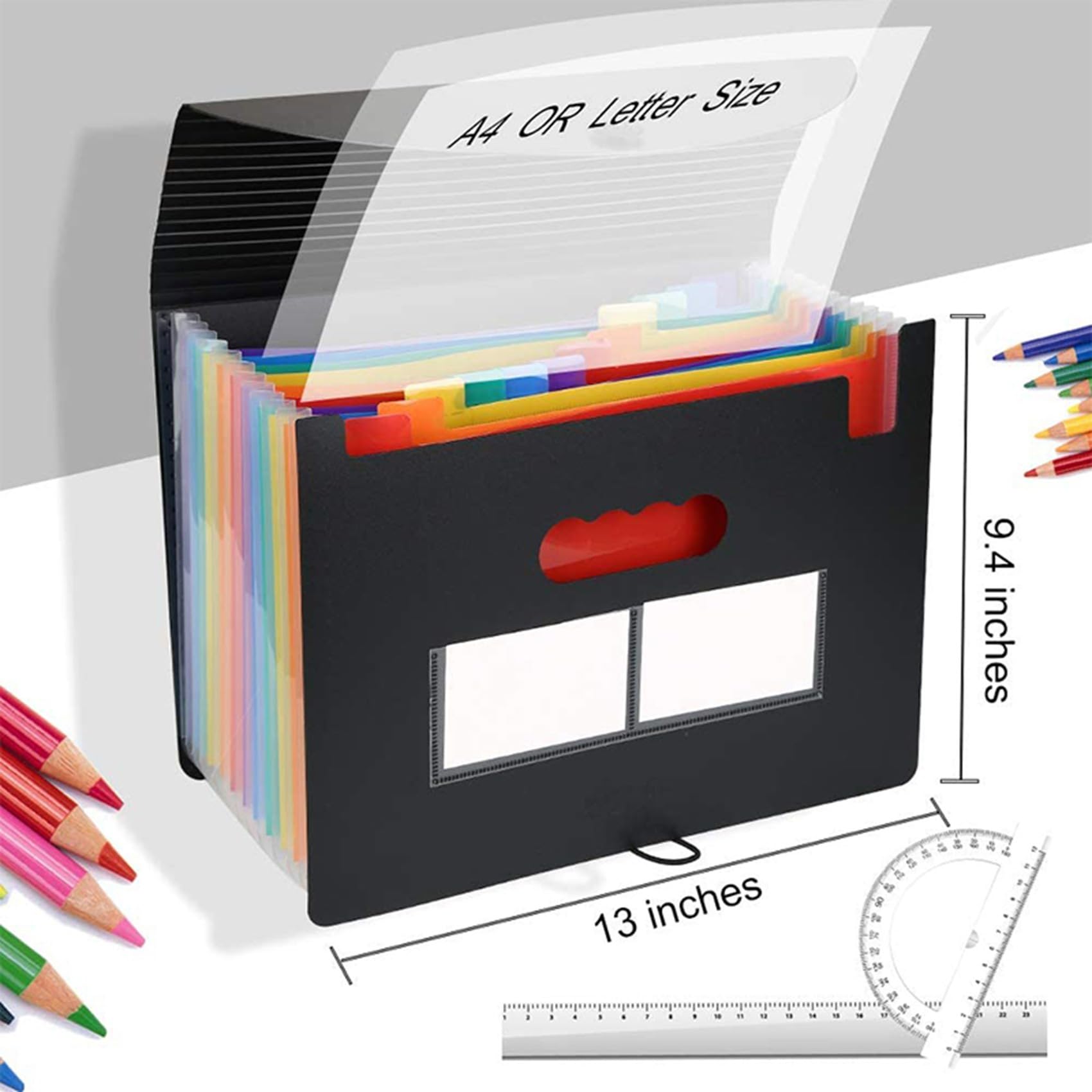 5X Cartella di File Espandibile Scatola di Archiviazione per Organizer per File 12 Tasche, Cartelle A4 per Banconote/Documenti/Ricevute A Fisarmonica con Linguette Colorate