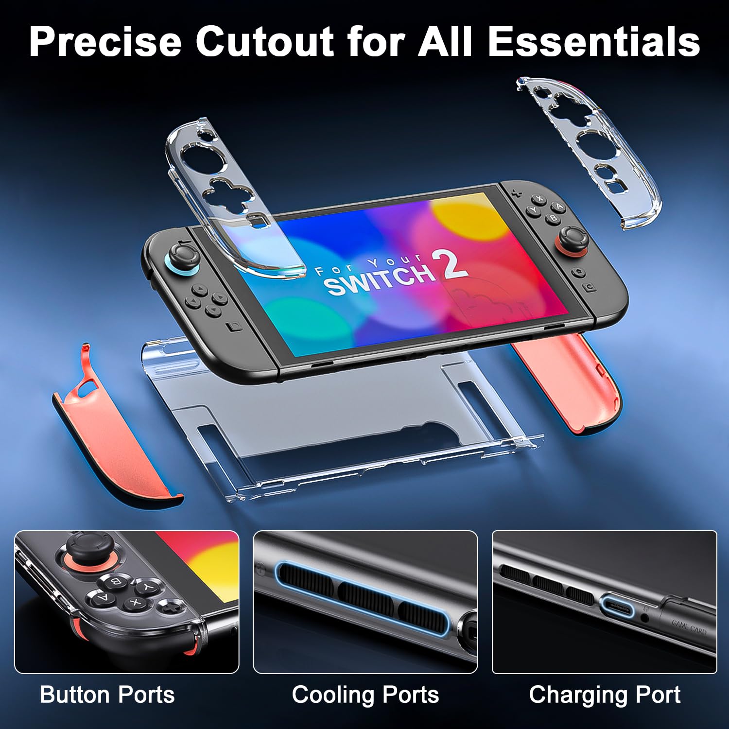 Tyasoleil protectrice Compatible avec Nintendo Switch, Couverture de boîtier Mince TPU Doux pour Console joycon Nintendo Switch avec Bouchons de Bouton de Direction colorés