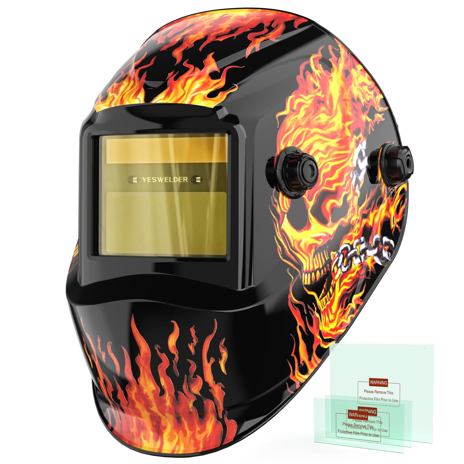 YESWELDER Auto Darkening Welding Helmet, Blue Light Blocking, 1/1/1/1 True Color Solar Powered Welding Hood with 2 Arc Sensors, Wide Shade 3.5/9-13 Welder Mask for TIG MIG ARC and Grind
