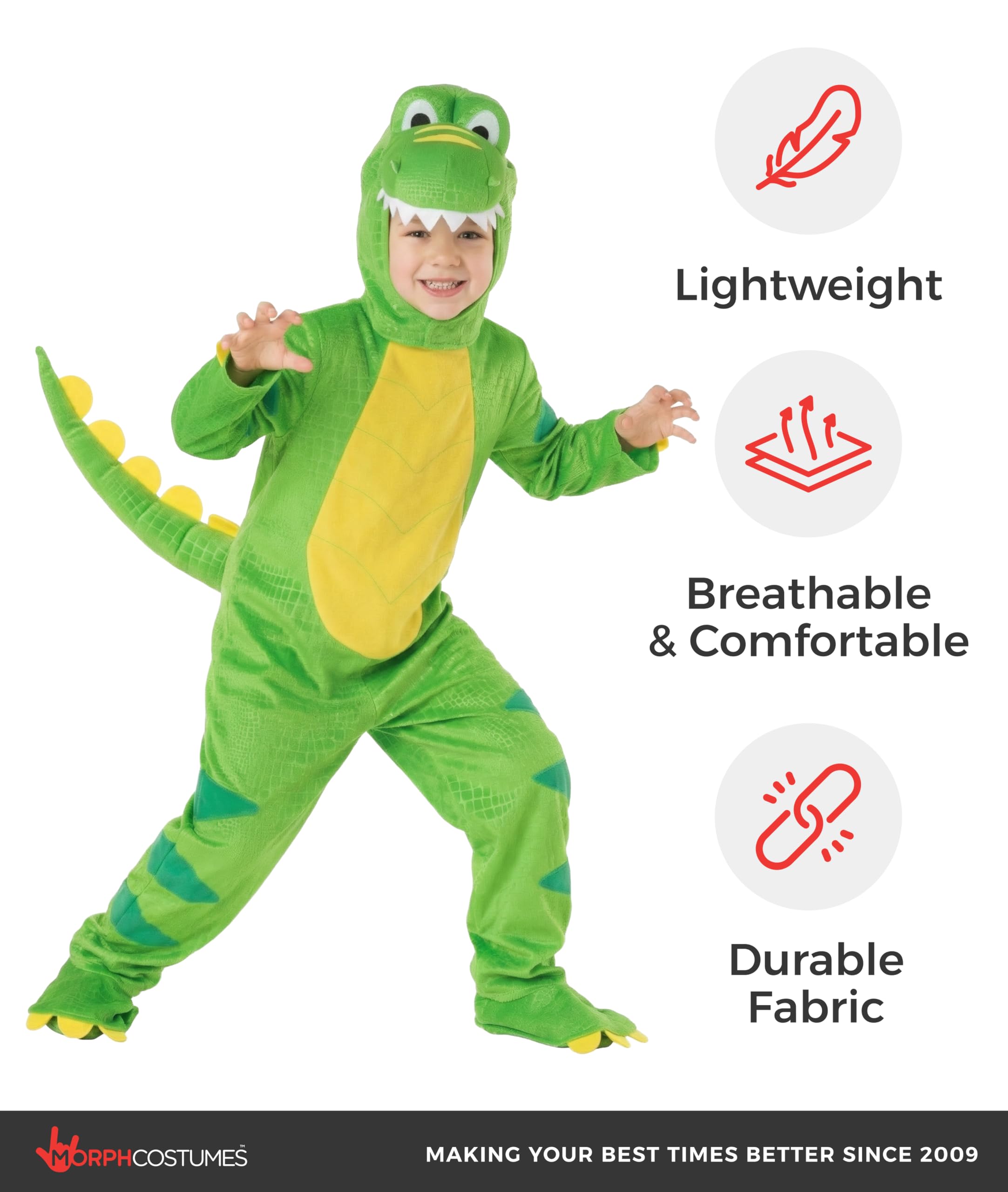 Morph Kostiumy zielony dziecięcy kostium dinozaura dla dzieci dziewcząt i chłopców maluch Halloween fantazyjny strój T-Rex kostium dziecięcy dinozaur kostium