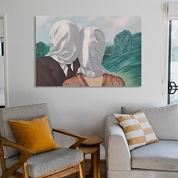 No.264フレーム付きキャンバスアート　マグリット　恋人たち　オマージュアート No.264フレーム付きキャンバスアート マグリット 恋人たち