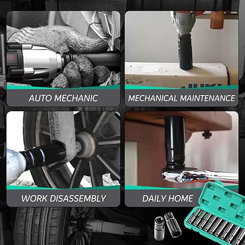 Miniatura 6 de Takuoo Juego de llaves de impacto de 10 piezas de 12 pulgada de 10, 12, 13, 14, 15, 17, 19, 21, 22, 0.945 in.