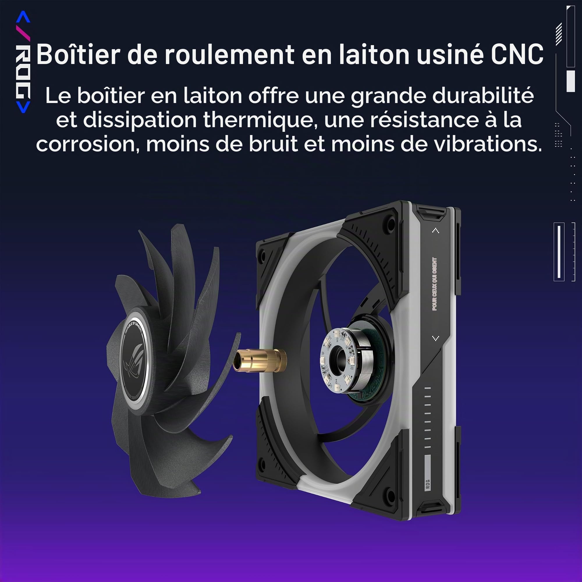 ASUS ROG Eurux GR120 ARGB Reverse PWM Lot de 3 ventilateurs PWM 120 mm PWM, 2200 tr/min, chaîne en marguerite brevetée, éclairage personnalisé, moyeu de ventilateur
