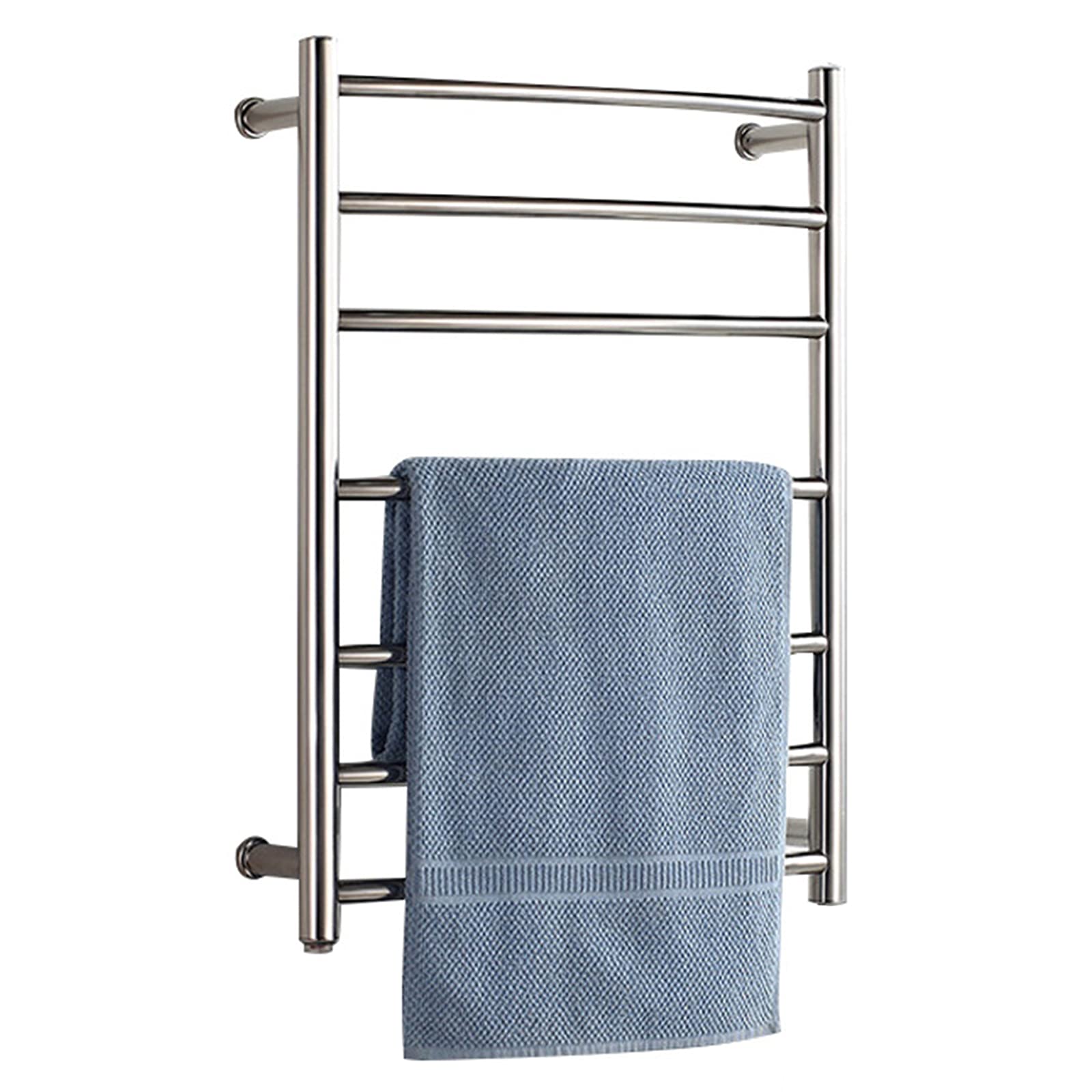 ZQFIDFYR Heated Towel Rack Radiator, 7 Bars Electric Towel Warmer Bathroom Drying Rack, Polished Stainless Steel Heated Towel Rail, Energy Efficient 65W, Wall Mounted (Plug in)