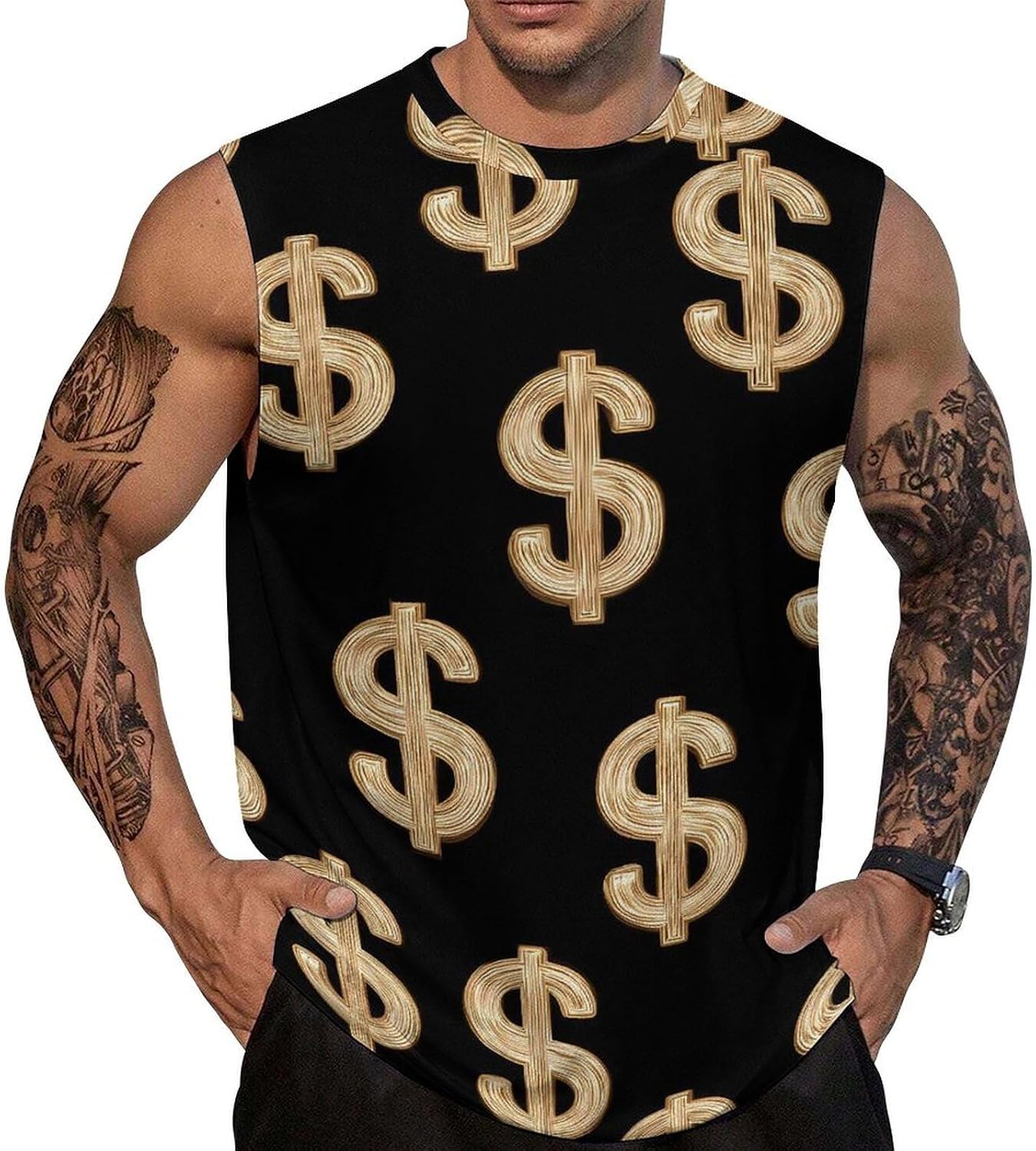 Dollar Sign Men's Sleeveless Shirt Small
