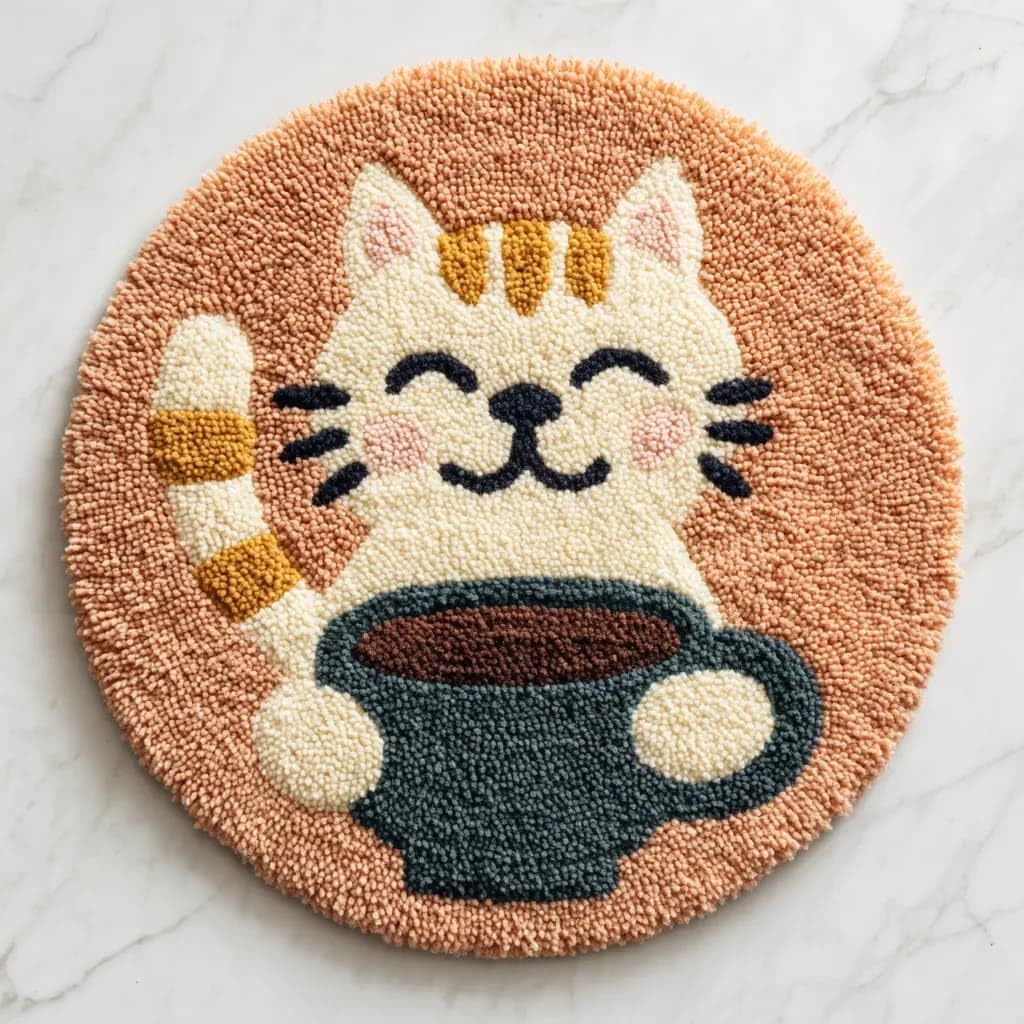 Kitquiver Latch Hook Cushion Kits D Latch Hook Craft Kit Rug Cat 50X50cm