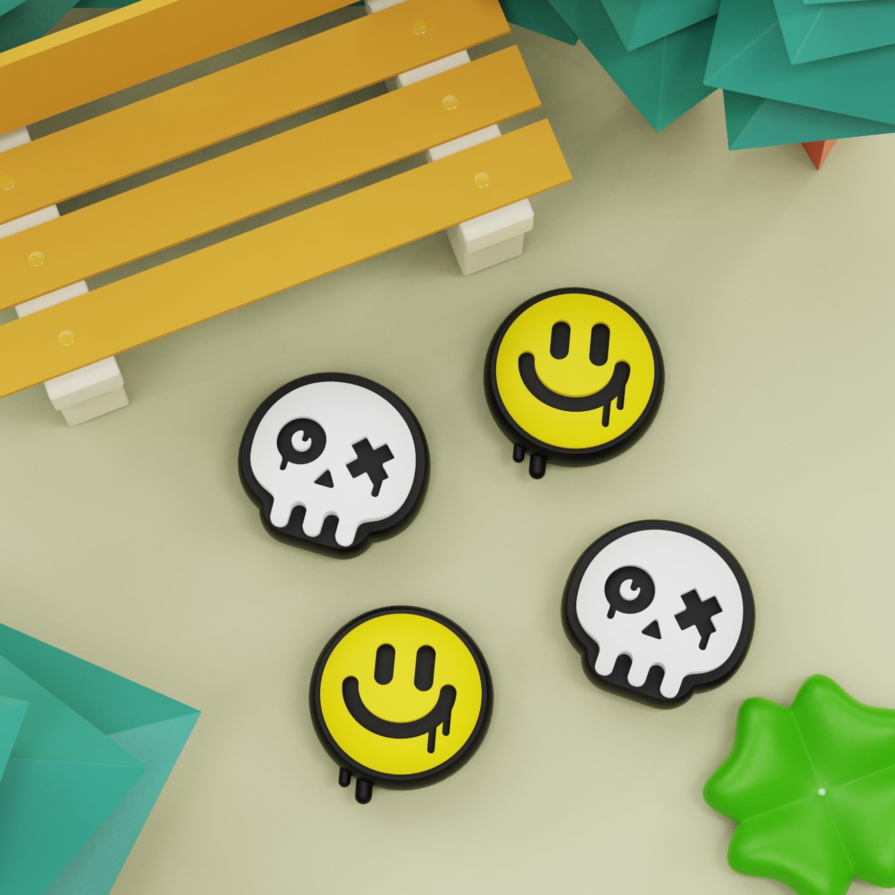 PlayVital Agarres para Pulgar para Nintendo Switch Joycon, Tapas de Joystick de Silicona, Thumb Grips para Switch/OLED/Lite, Protectores de Thumbstick (Estilo Feliz & Sombrío B) - 5