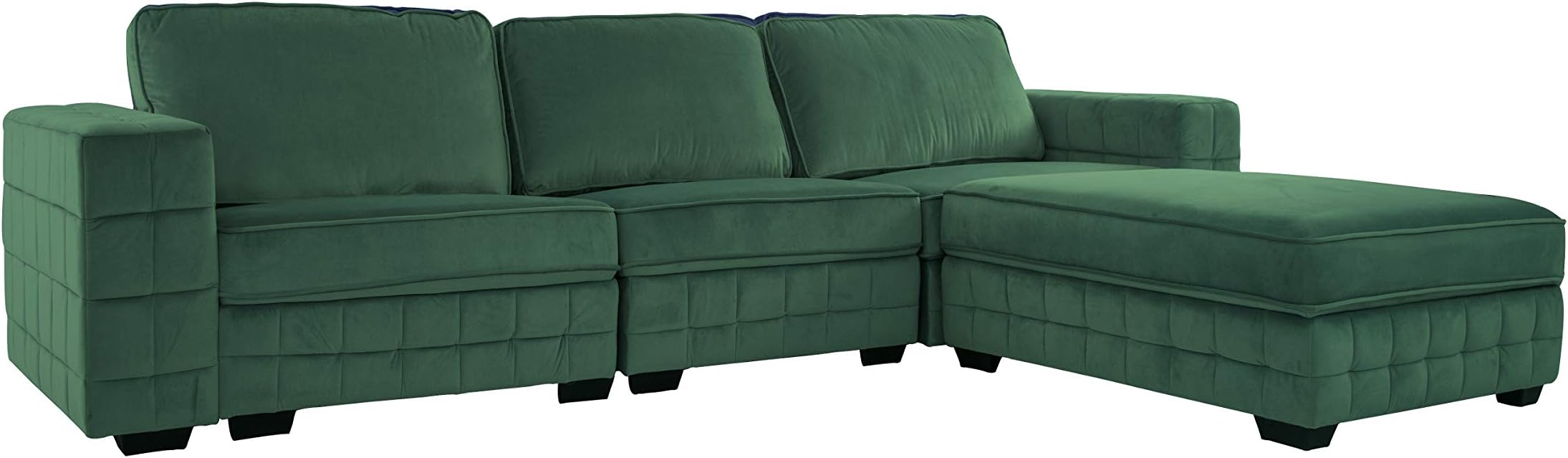 Upholstered Velvet Sectional Sofa, 111" W inches (Green)