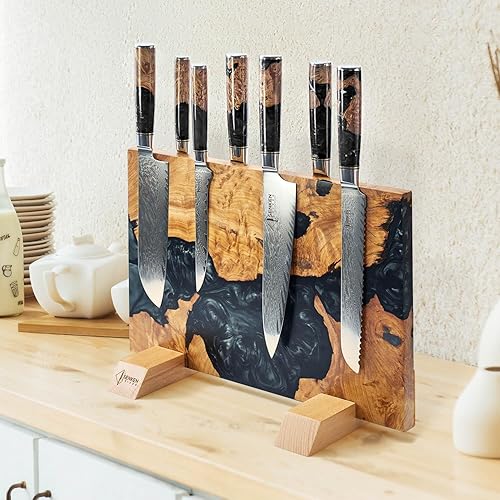 Miniatura 8 de Bloque magnético para cuchillos Senken Tsunami (mezcla de resina negra "ónix")